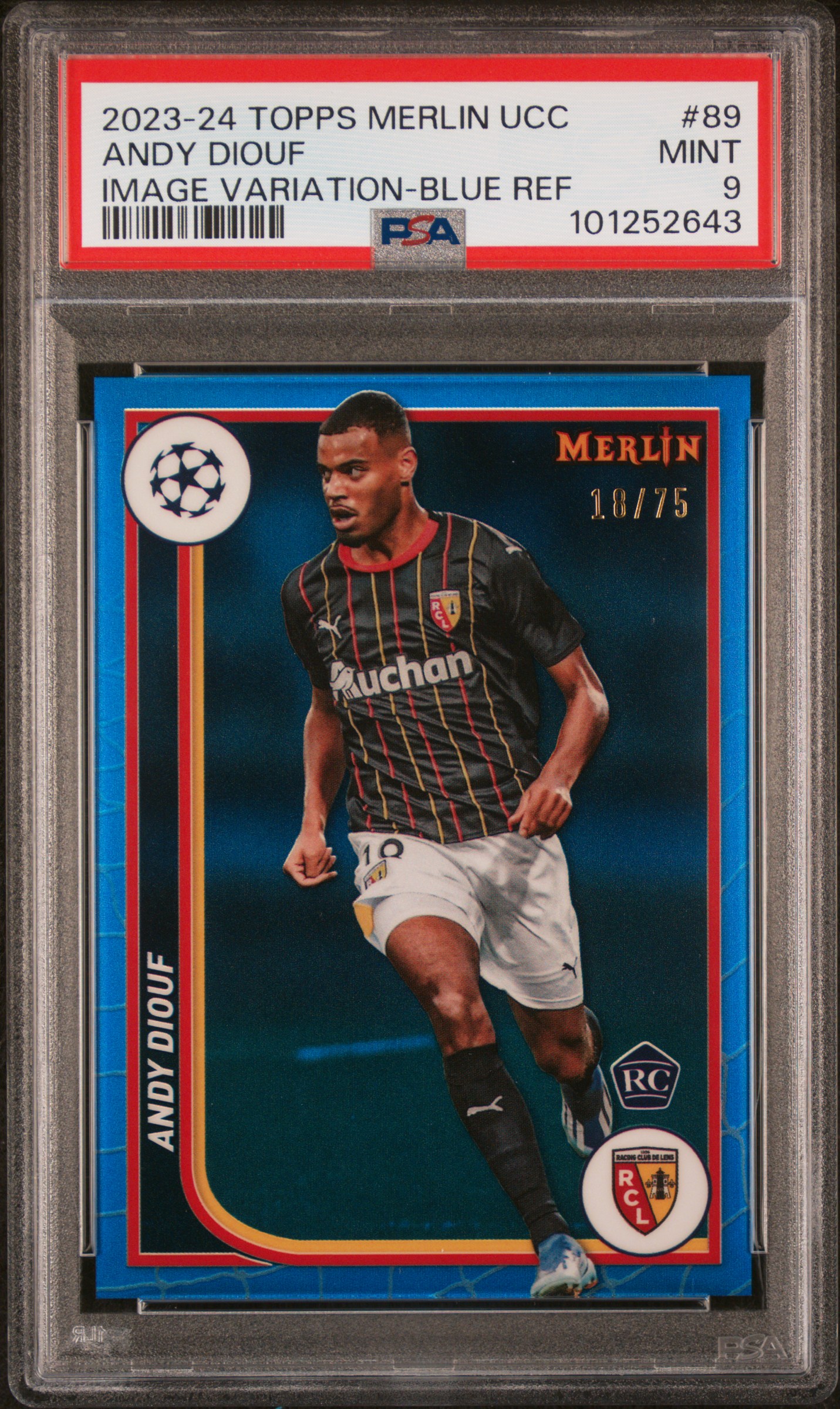 2023-24 Topps Merlin Uefa Club Competitions Andy Diouf #89 (Image Variation-Blue Ref) Mint 9 front