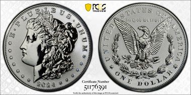 2024-S $1 Morgan Dollar Rev PR Two-Coin Reverse Proof Set First Strike PR69