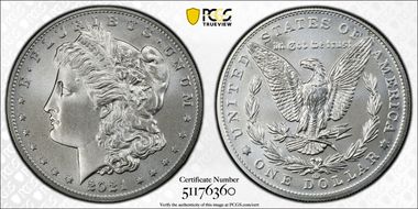 2021-CC Privy $1 Morgan Dollar 100th Anniversary MS70