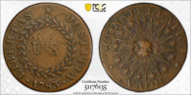1783 C Nova 1/2P Pointed Rays, Small US XF40BN