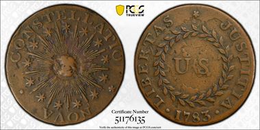 1783 C Nova 1/2P Pointed Rays, Small US XF40BN