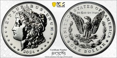 2024-S $1 Morgan Dollar Rev PR Two-Coin Reverse Proof Set PR70