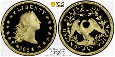 2024 $1 Flowing Hair High Relief Au 230th Anniversary First Strike PR70DCAM