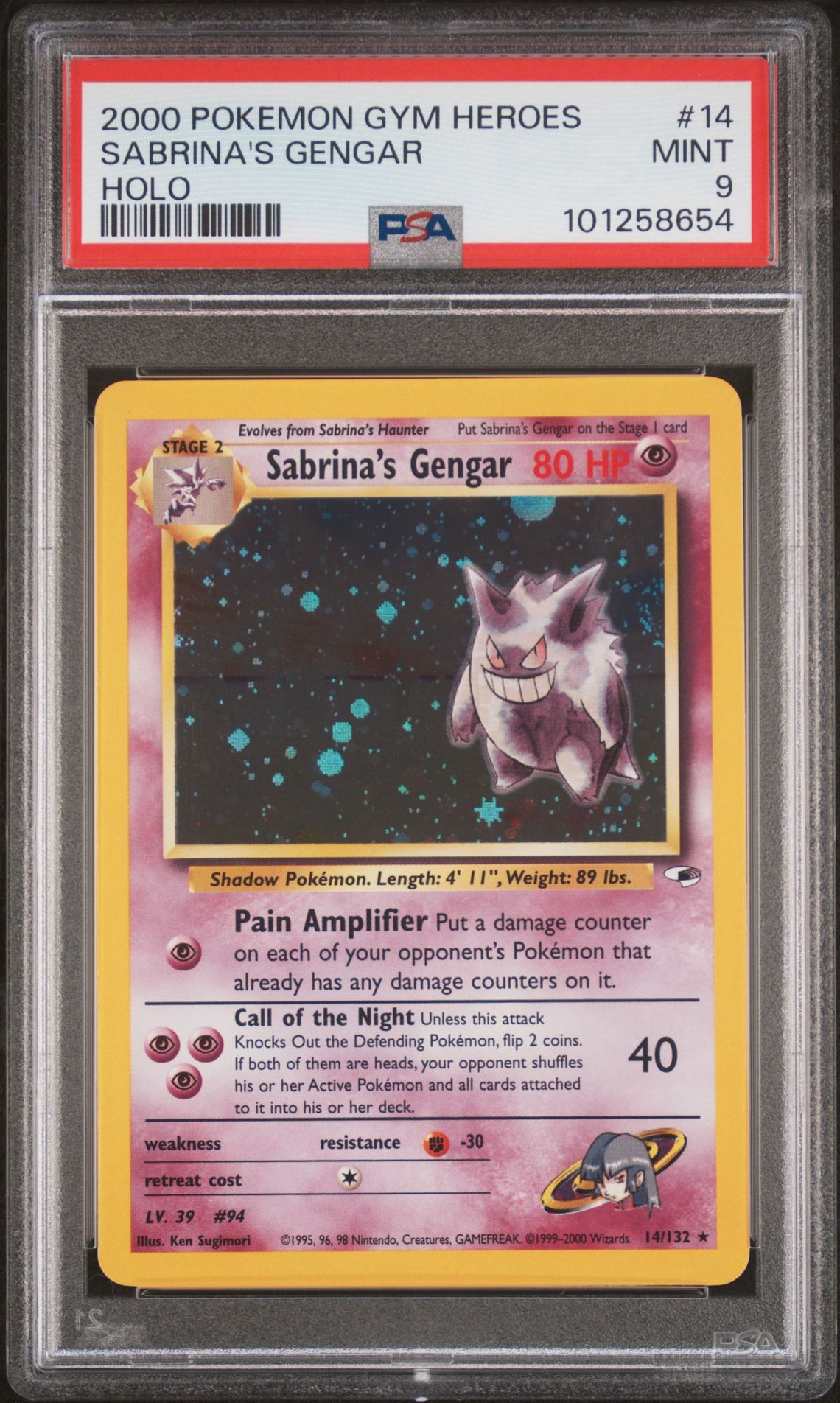 2000 Pokemon POKEMON GYM HEROES HOLO #14 Sabrina's Gengar front