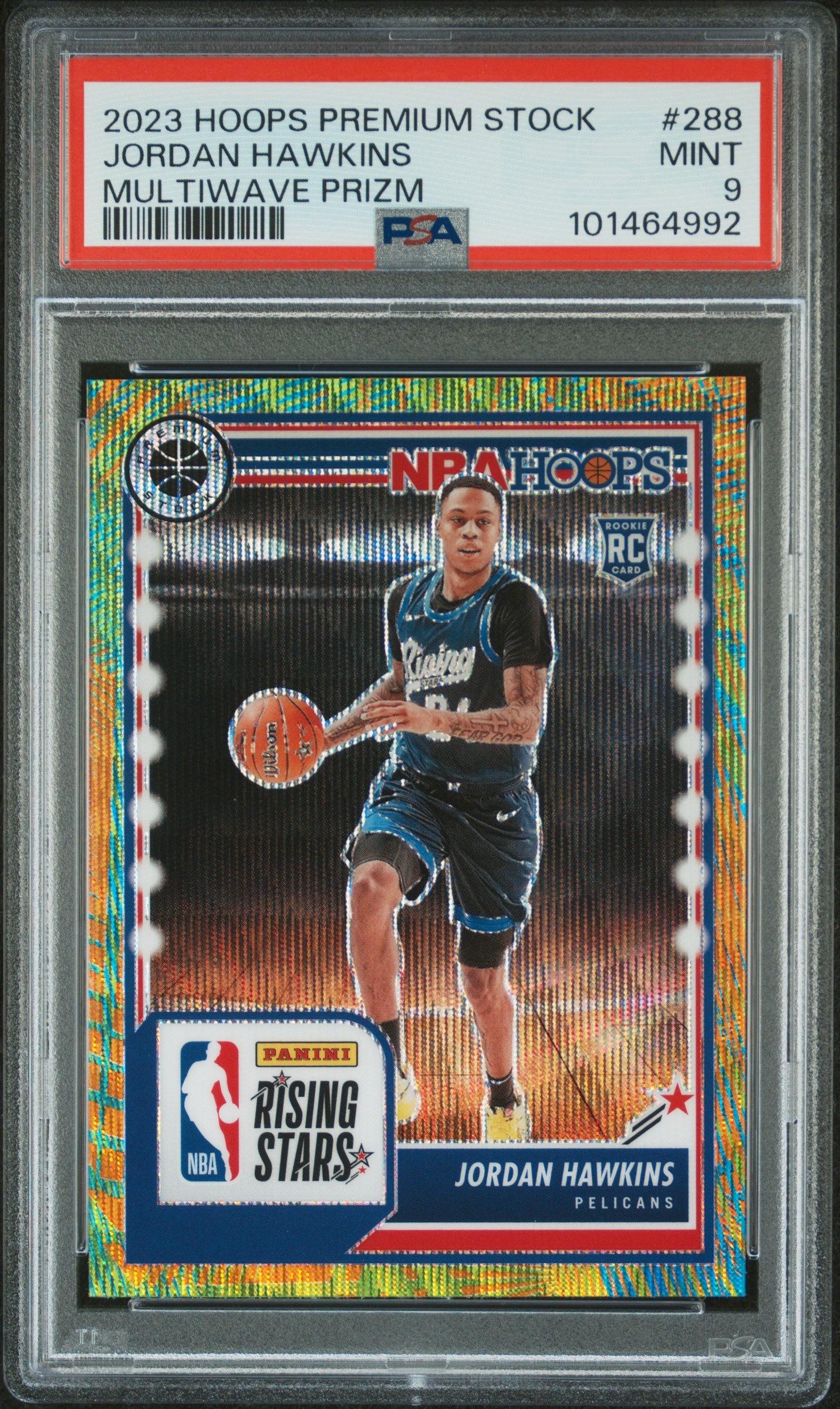 2023 Panini Hoops Premium Stock Jordan Hawkins #288 (Multiwave Prizm) Mint 9 front