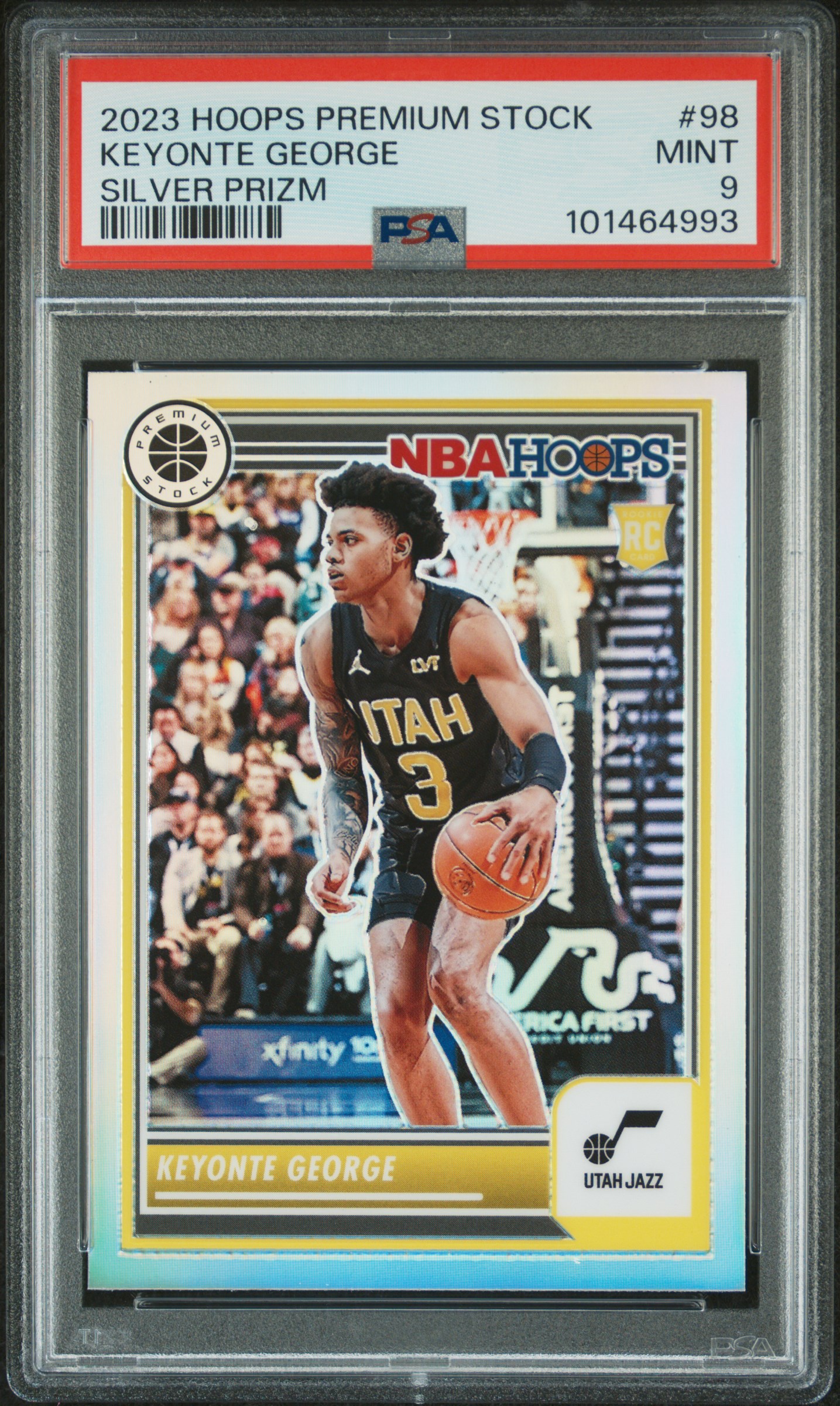 2023 Panini Hoops Premium Stock Keyonte George #98 (Silver Prizm) Mint 9 front