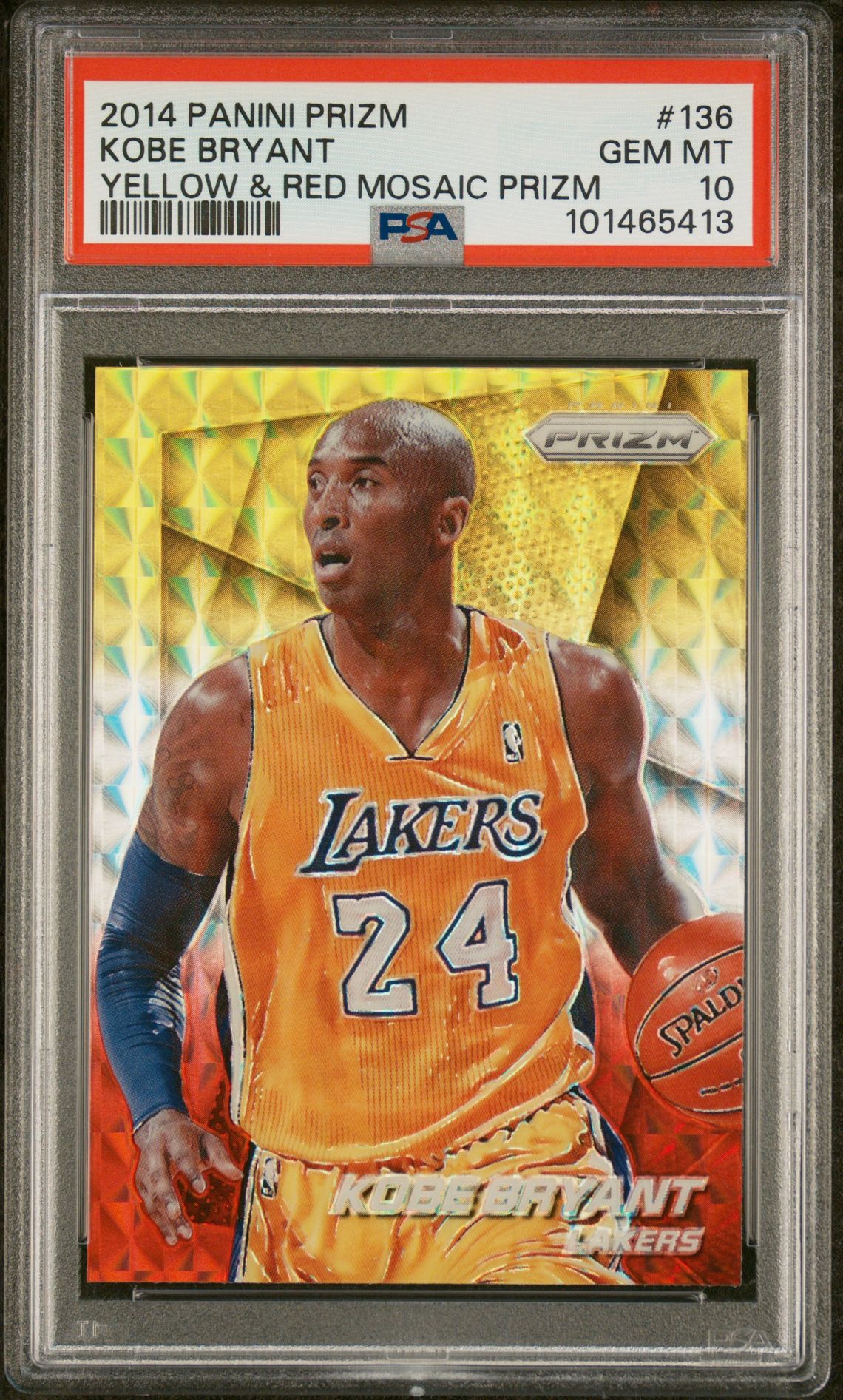 2014 Panini PANINI PRIZM YELLOW & RED MOSAIC PRIZM #136 Kobe Bryant front
