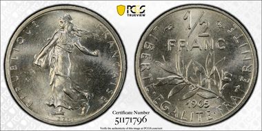 1965 1/2 Fr Gad-429 Légende fine MS66