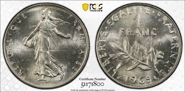 1965 1 Fr Gad-474 Grosse chouette MS67