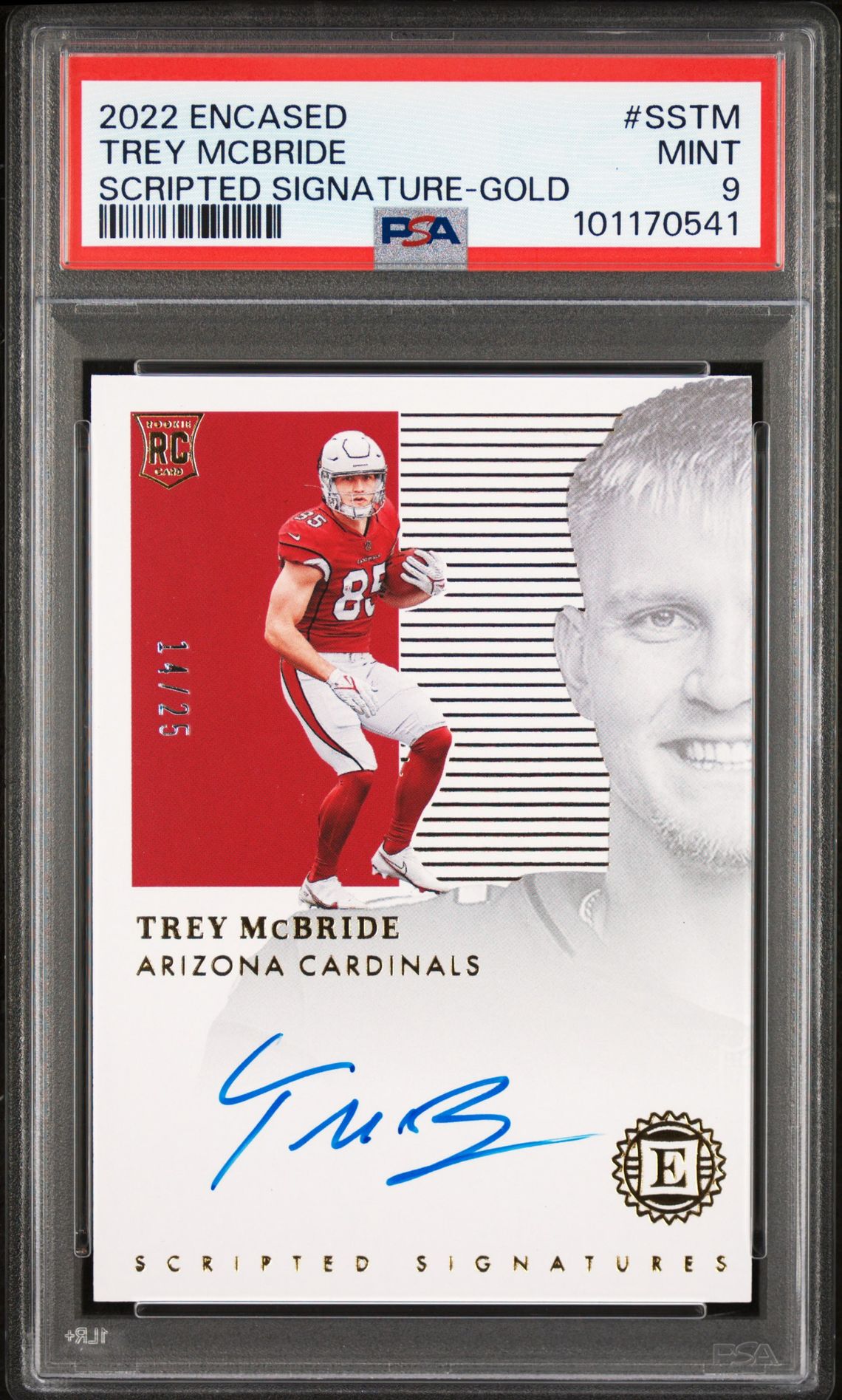 2022 Panini Encased Scripted Signatures Trey Mcbride #Sstm (Scripted Signature-Gold) Mint 9 front