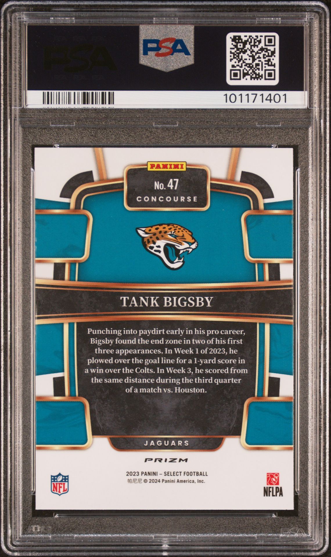 2023 Panini Select Tank Bigsby #47 (Disco Prizm) Gem Mt 10 back