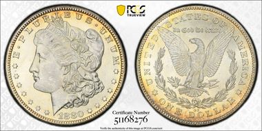 1880-CC $1 8/7 Reverse of 1878 MS66