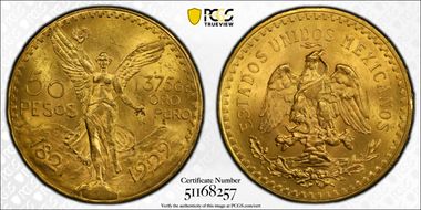 1929 50 Peso KM-481  Au MS63