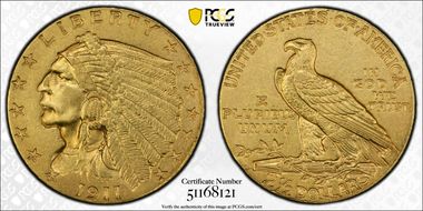 1911-D $2.50 MS61
