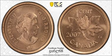 2007 1C Copper Plated Zinc MS67RD