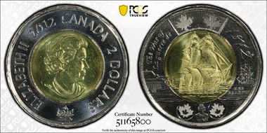 2012 $2 HMS Shannon-Extra Sail MS66