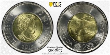 2019 $2 Polar Bear 16 Serrations MS67