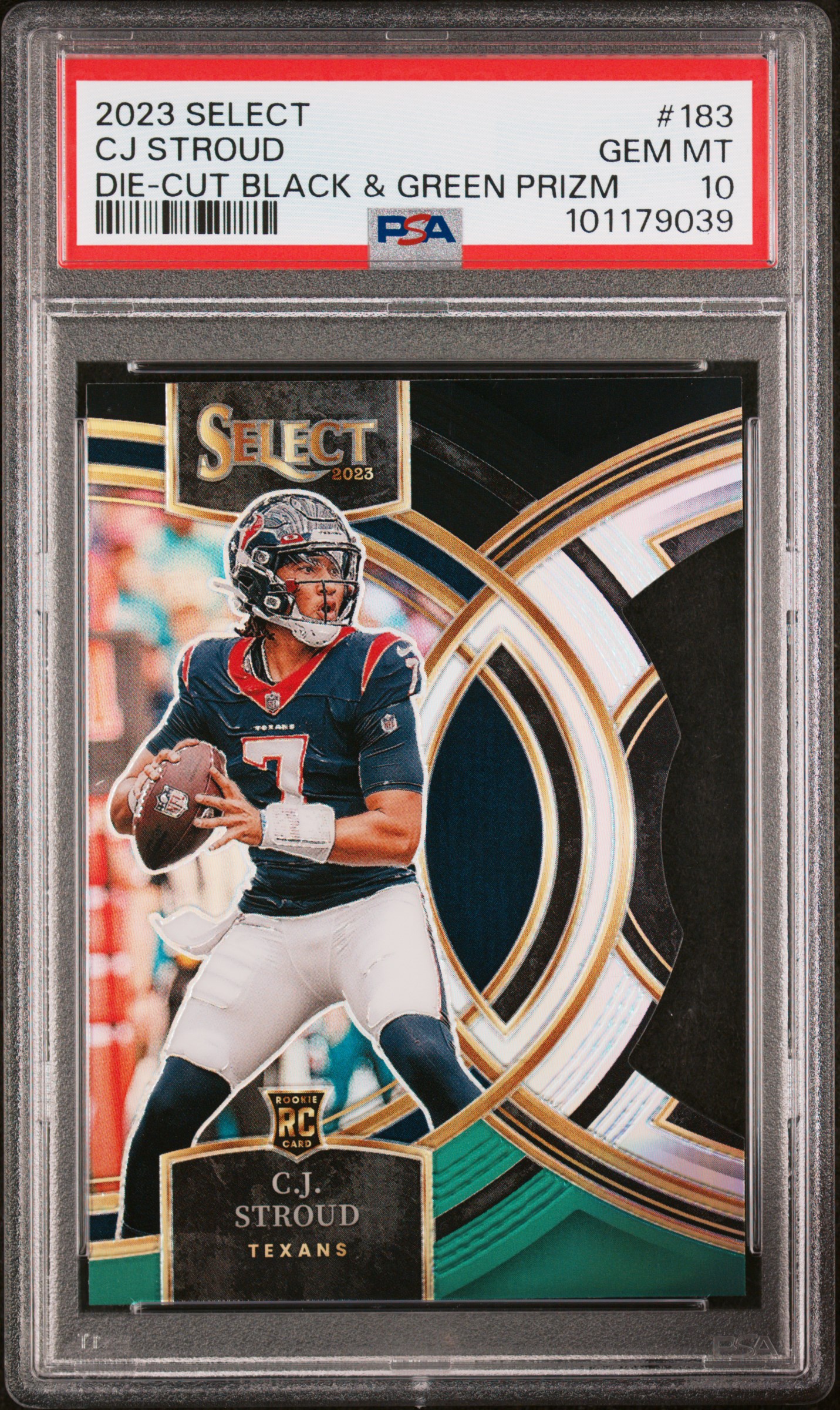 2023 Panini Select Cj Stroud #183 (Die-Cut Black & Green Prizm) Gem Mt 10 front