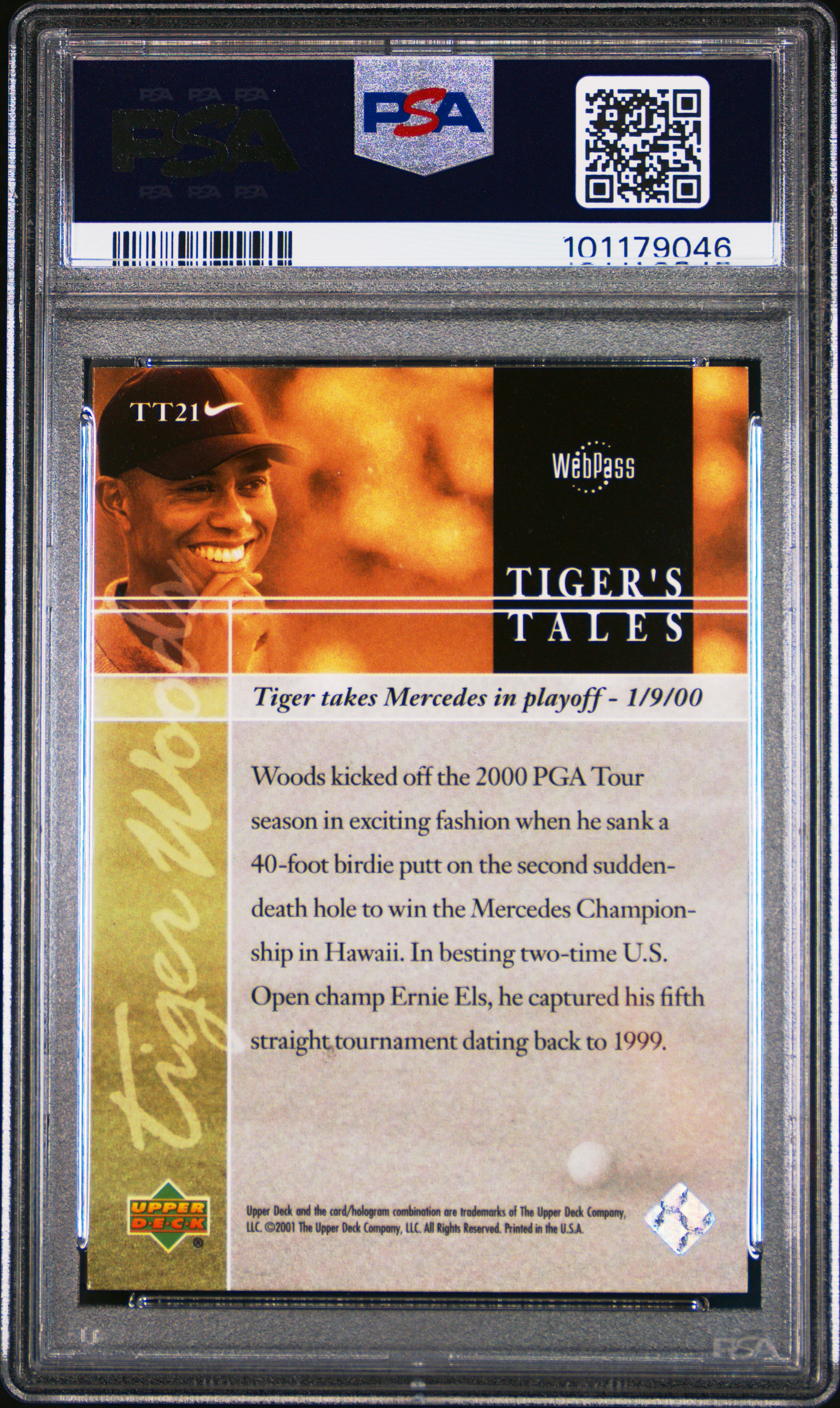 2001 Upper Deck Tiger's Tales Tiger Woods #Tt21 (Tiger's Tales) Nm-Mt 8 back
