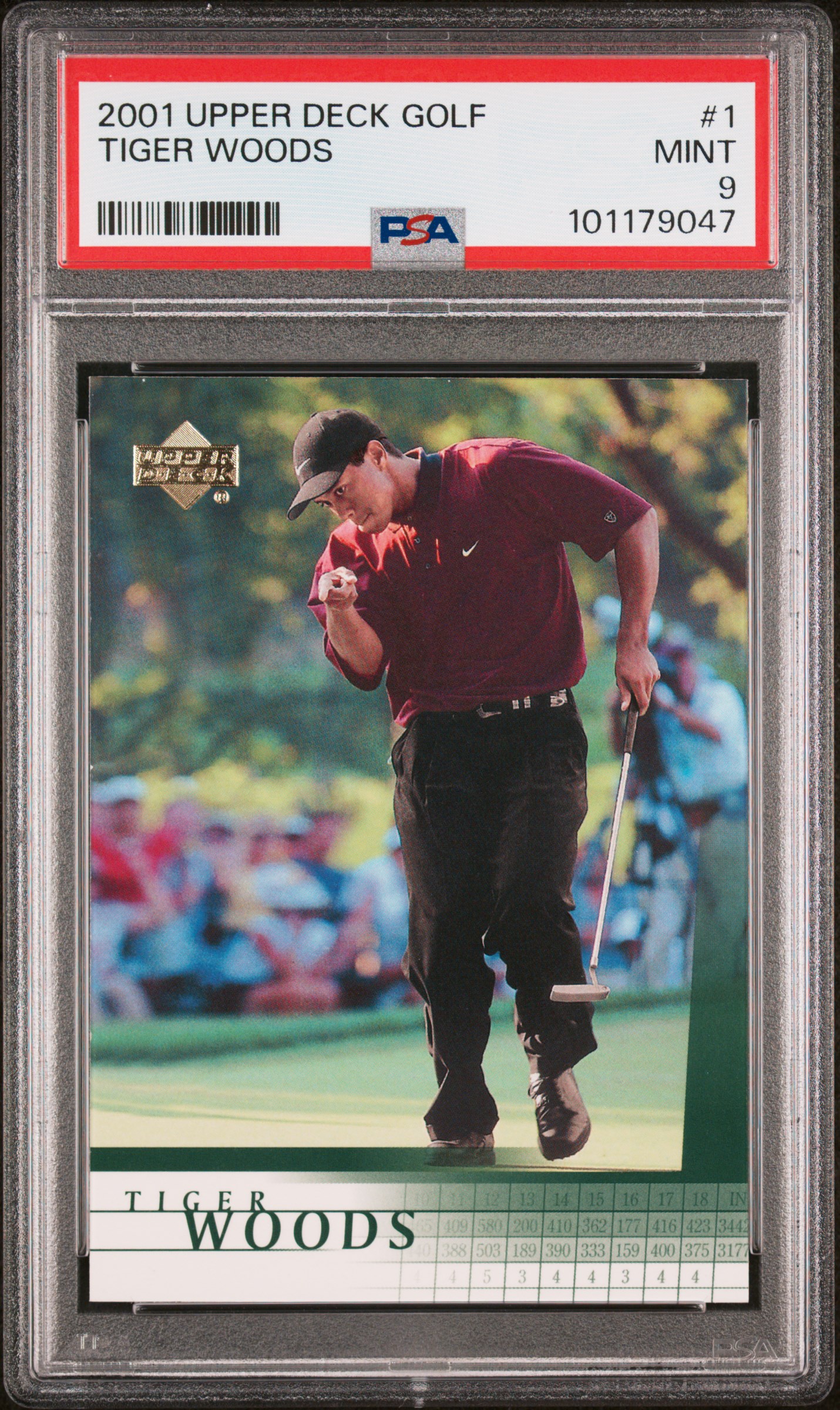 2001 Upper Deck Golf Tiger Woods #1 Mint 9 front