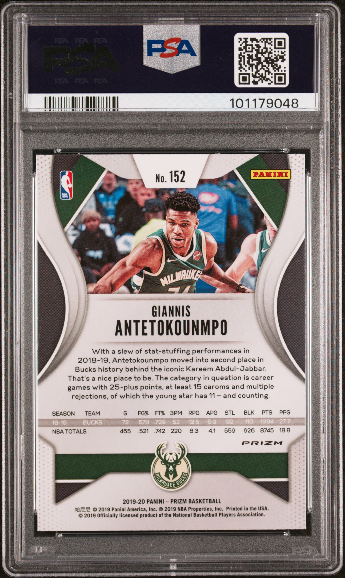 2019 Panini Prizm G.antetokounmpo #152 (Pink Ice) Mint 9 back
