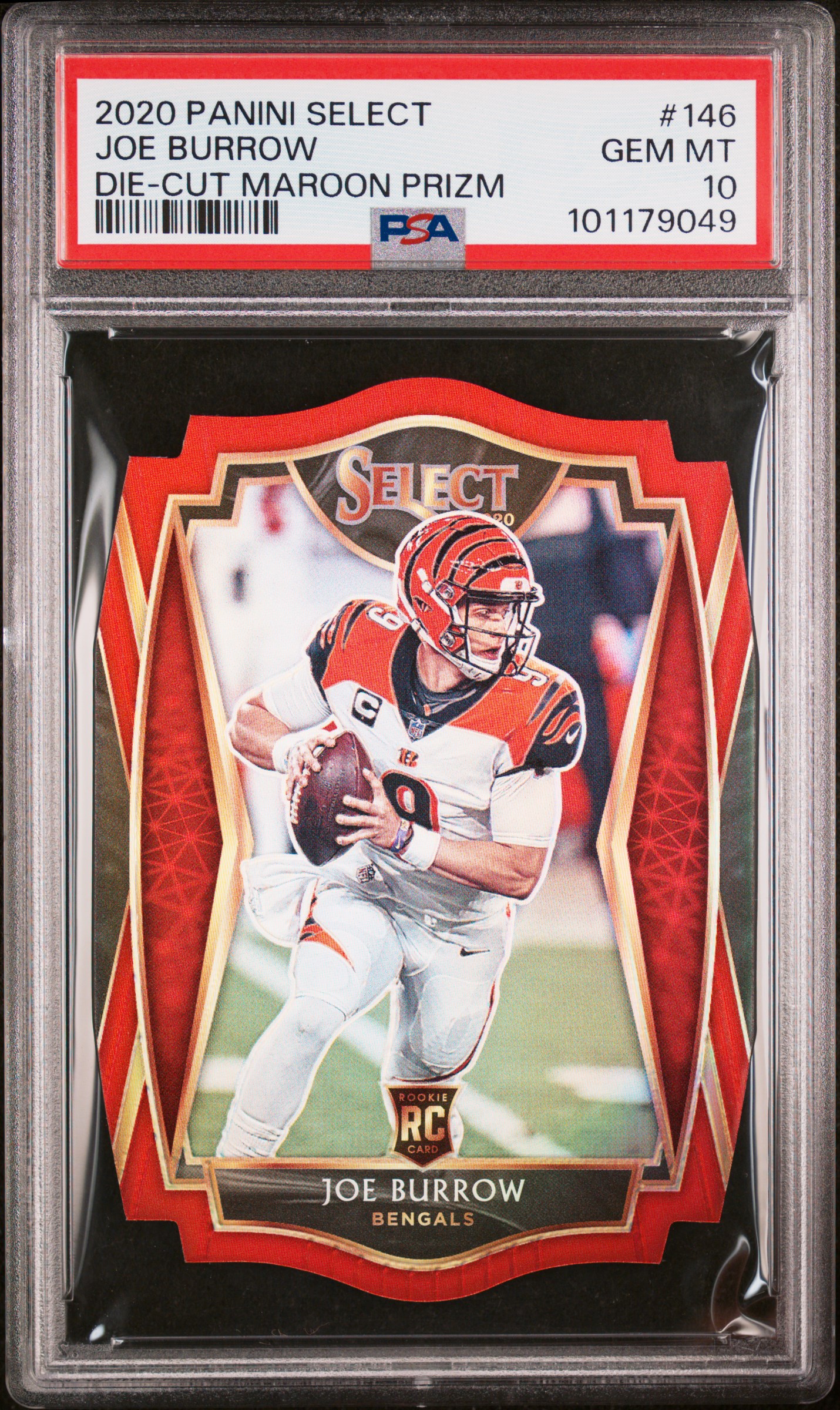 2020 Panini Select Joe Burrow #146 (Die-Cut Maroon Prizm) Gem Mt 10 front