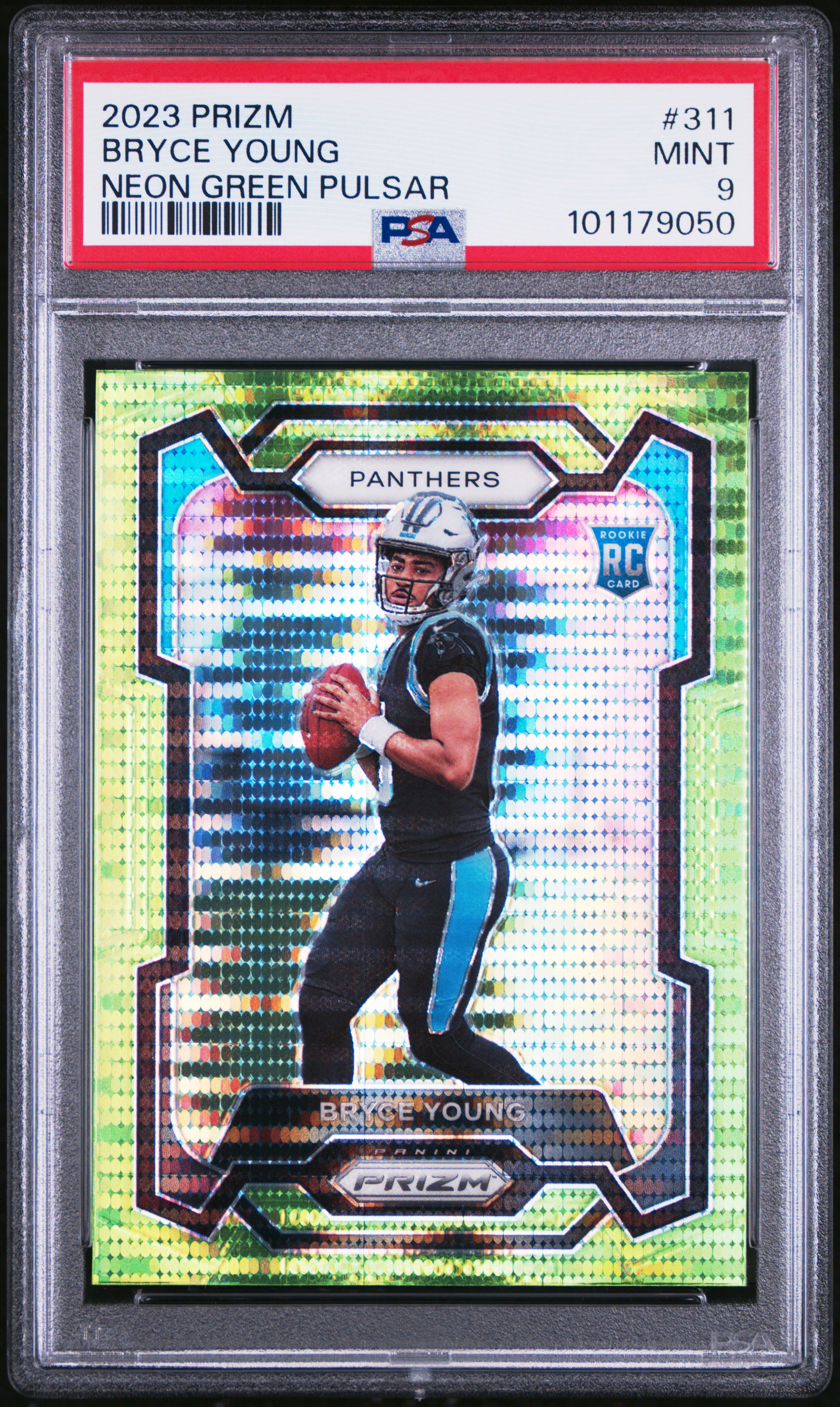 2023 Panini Prizm Bryce Young #311 (Neon Green Pulsar) Mint 9 front