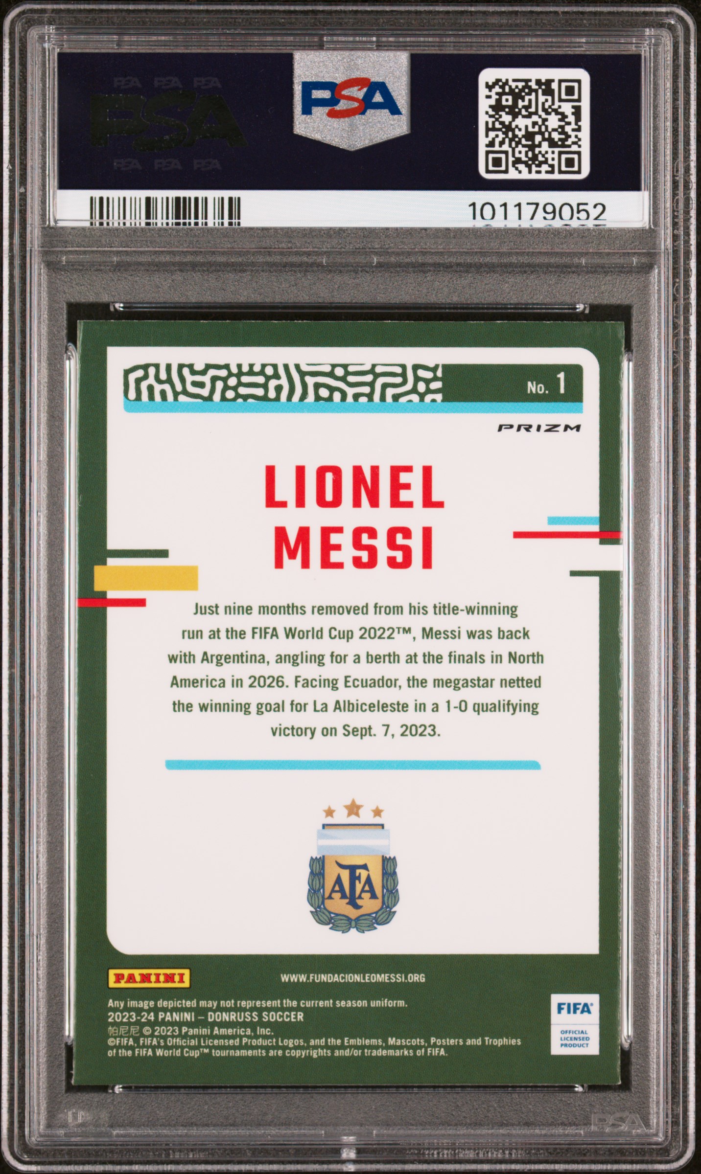 2023-24 Panini Donruss Fifa Lionel Messi #1 (Optic-Holo) Nm-Mt 8 back