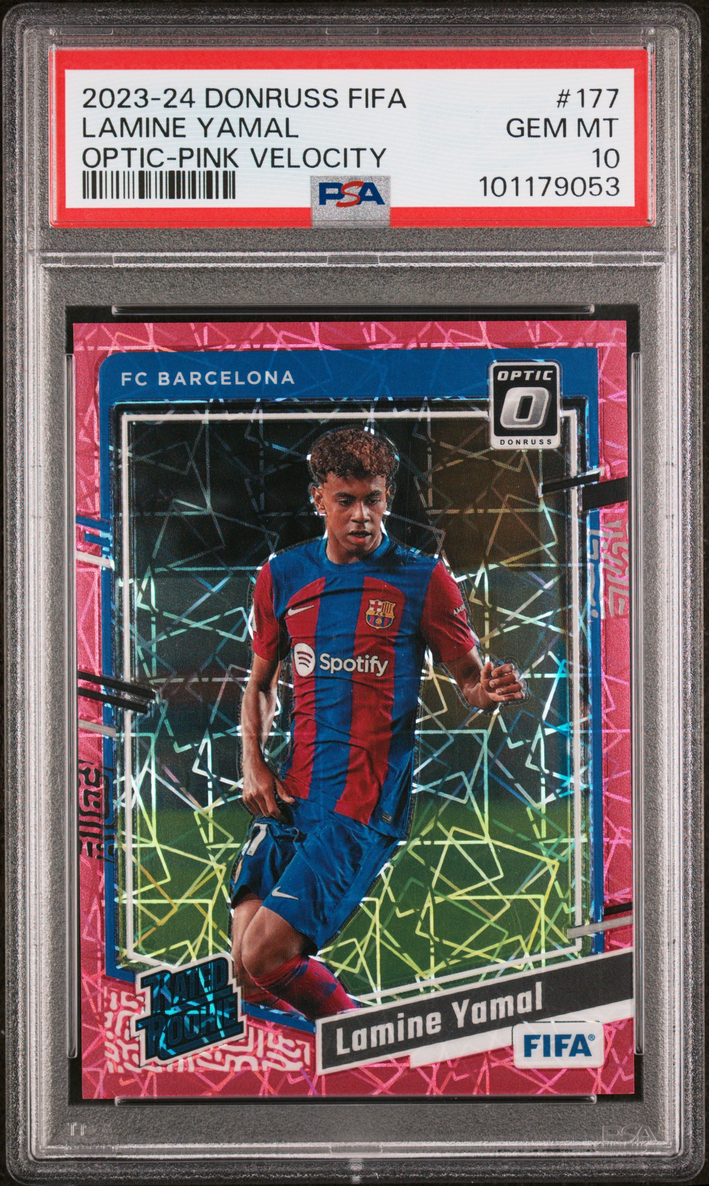 2023-24 Panini Donruss Fifa Lamine Yamal #177 (Optic-Pink Velocity) Gem Mt 10 front