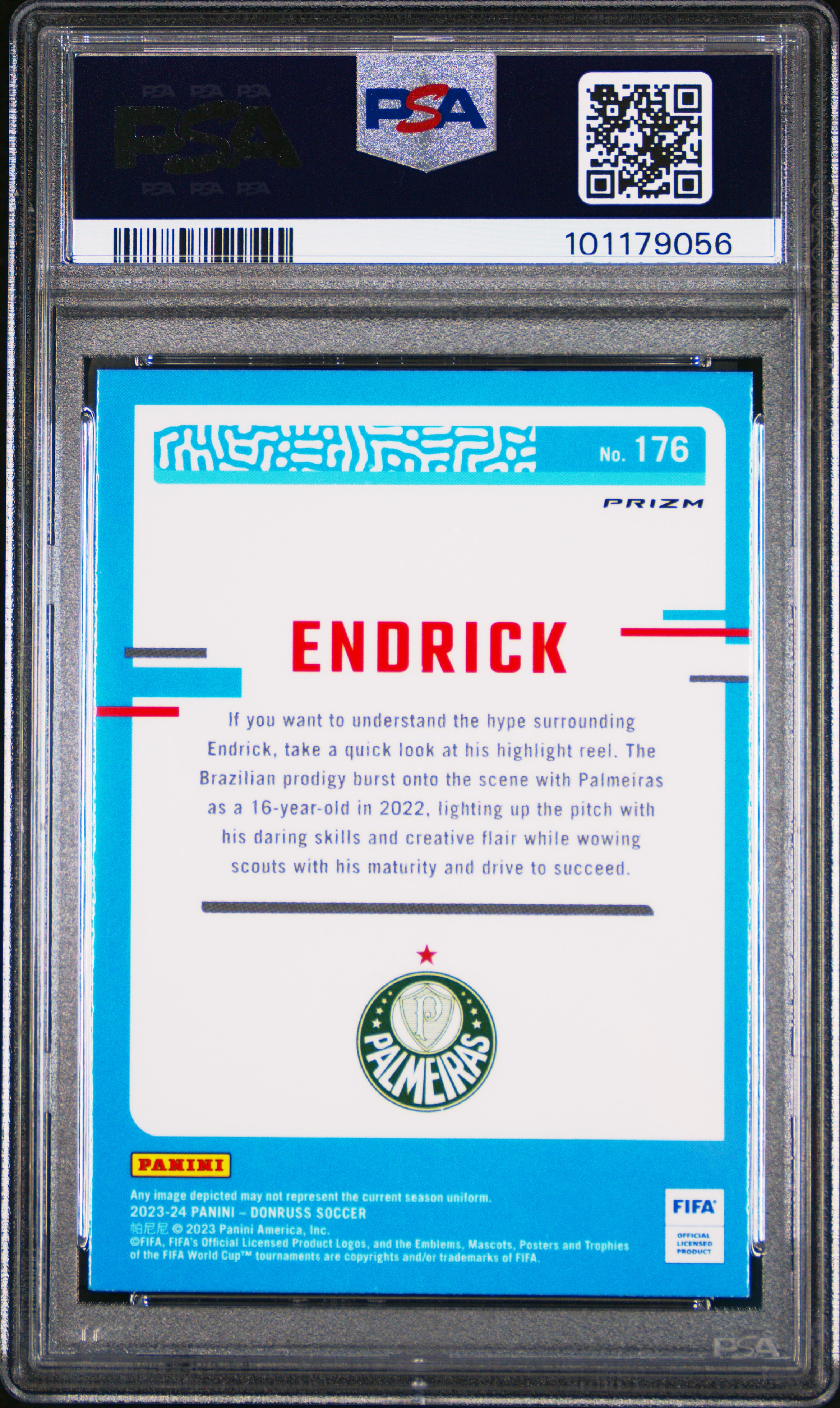 2023-24 Panini Donruss Fifa Endrick #176 (Optic-Velocity) Gem Mt 10 back