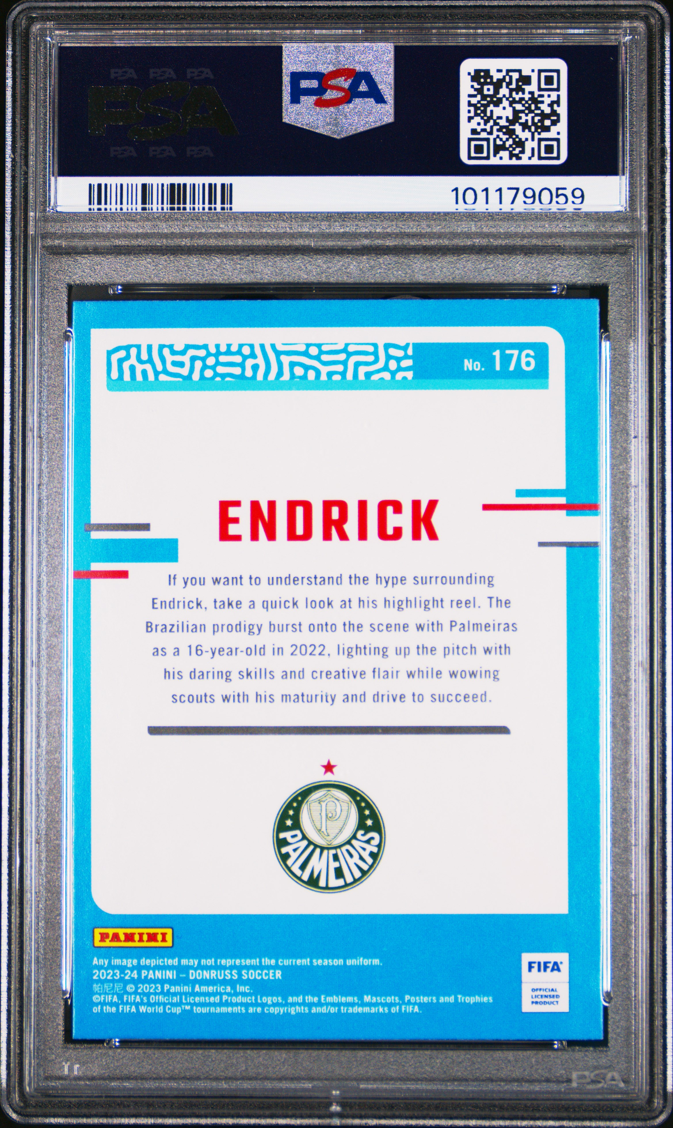 2023-24 Panini Donruss Fifa Endrick #176 (Cubic) Mint 9 back