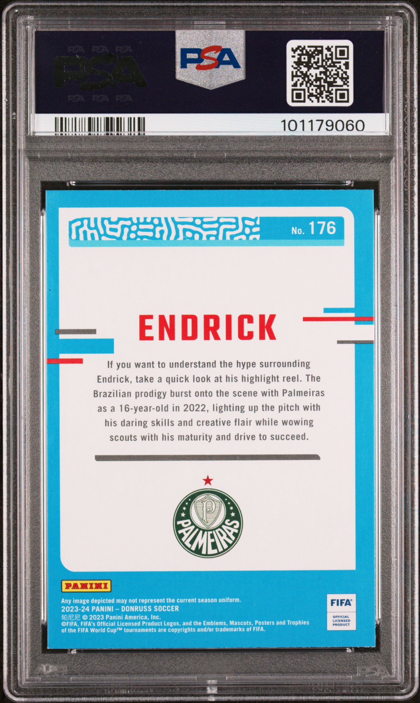 2023-24 Panini Donruss Fifa Endrick #176 (Cubic) Mint 9 back