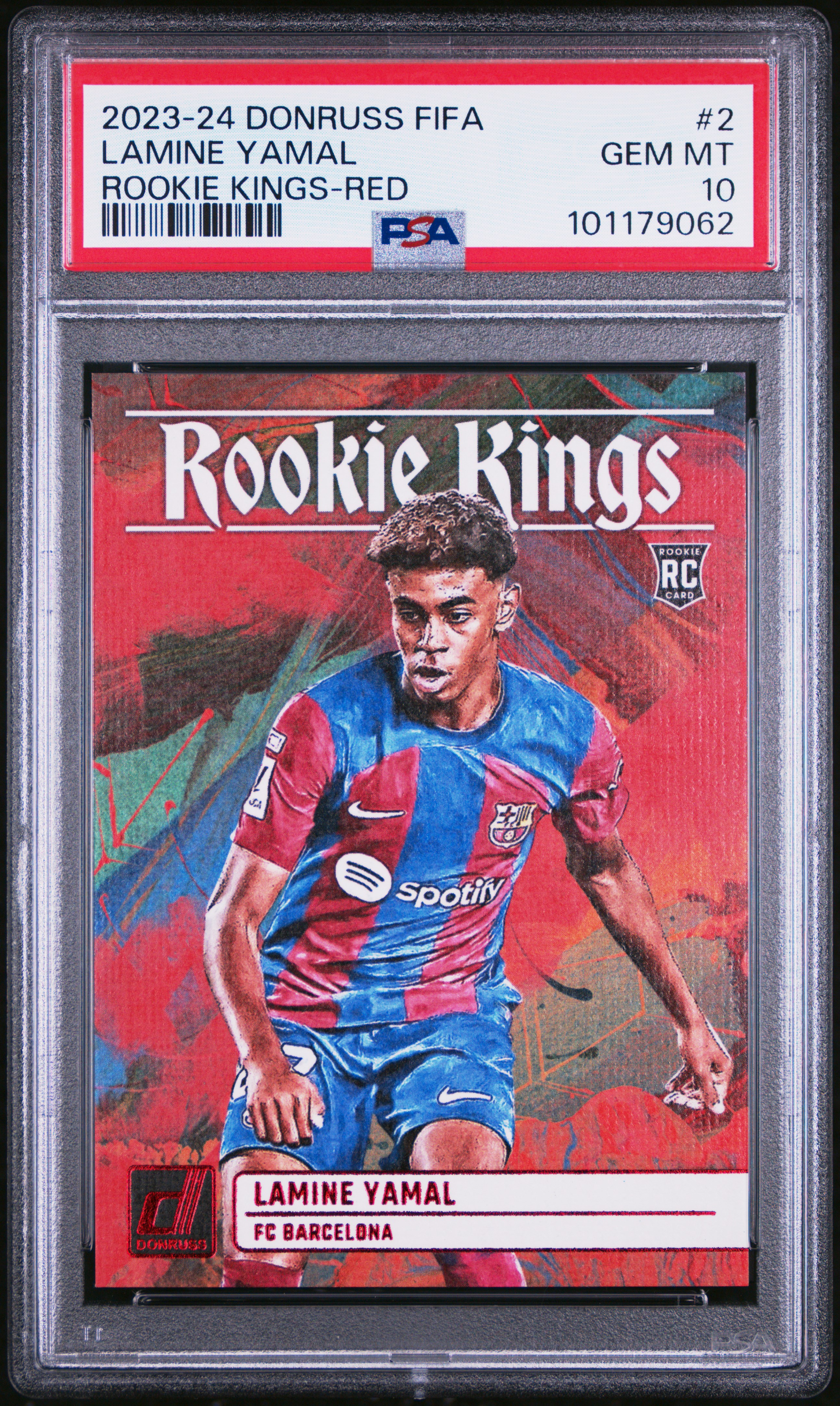 2023-24 Panini Donruss Fifa Rookie Kings Lamine Yamal #2 (Rookie Kings-Red) Gem Mt 10 front