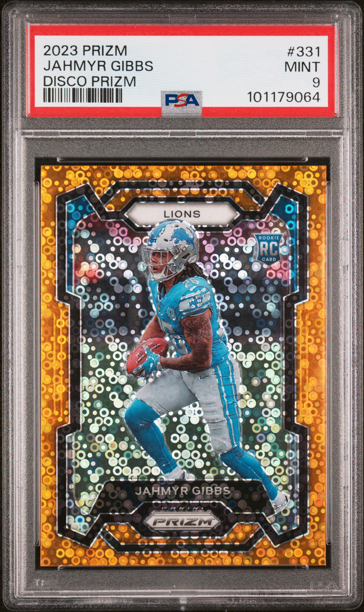 2023 Panini Prizm Jahmyr Gibbs #331 (Disco Prizm) Mint 9 front
