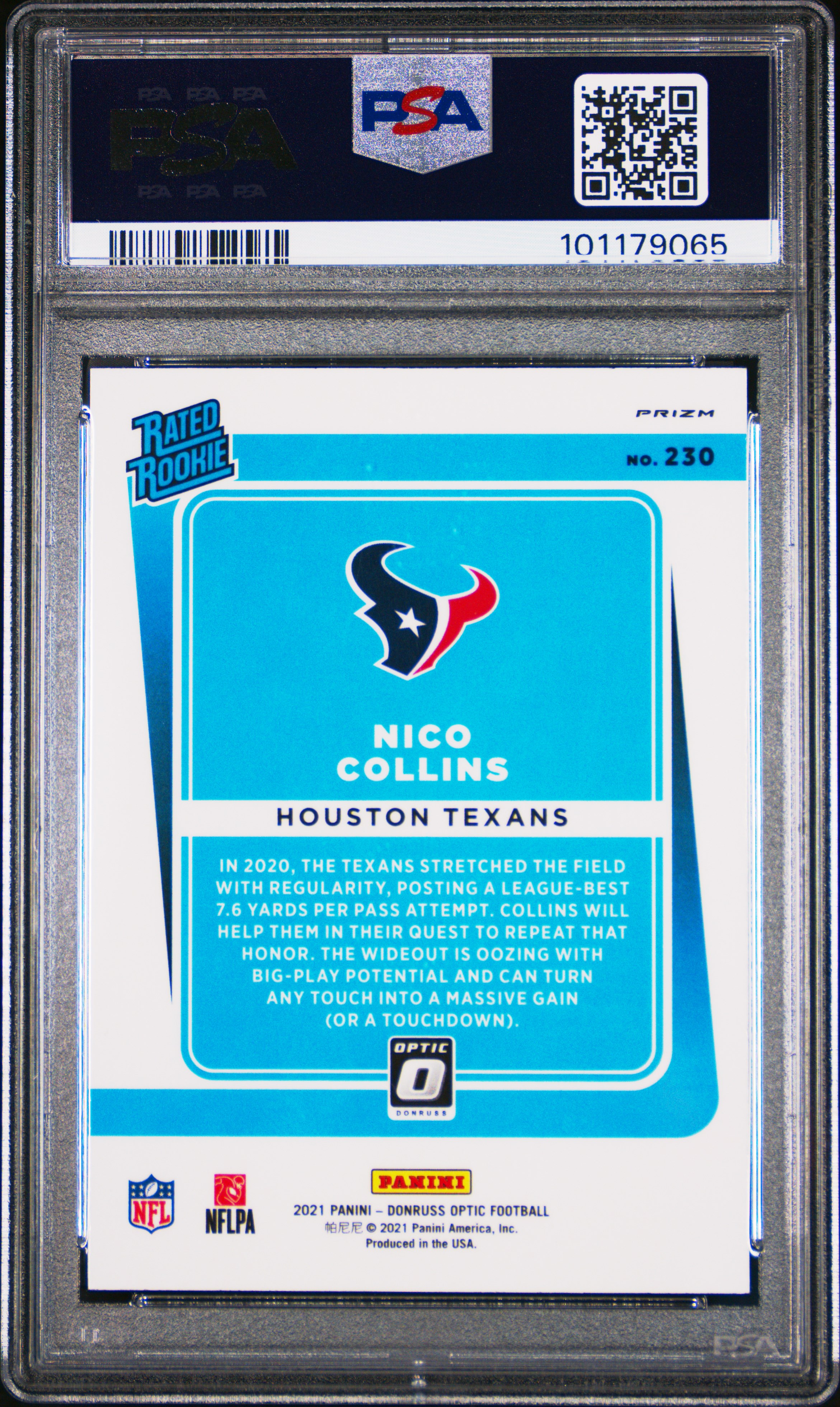 2021 Panini Donruss Optic Nico Collins #230 (Blue Scope) Mint 9 back