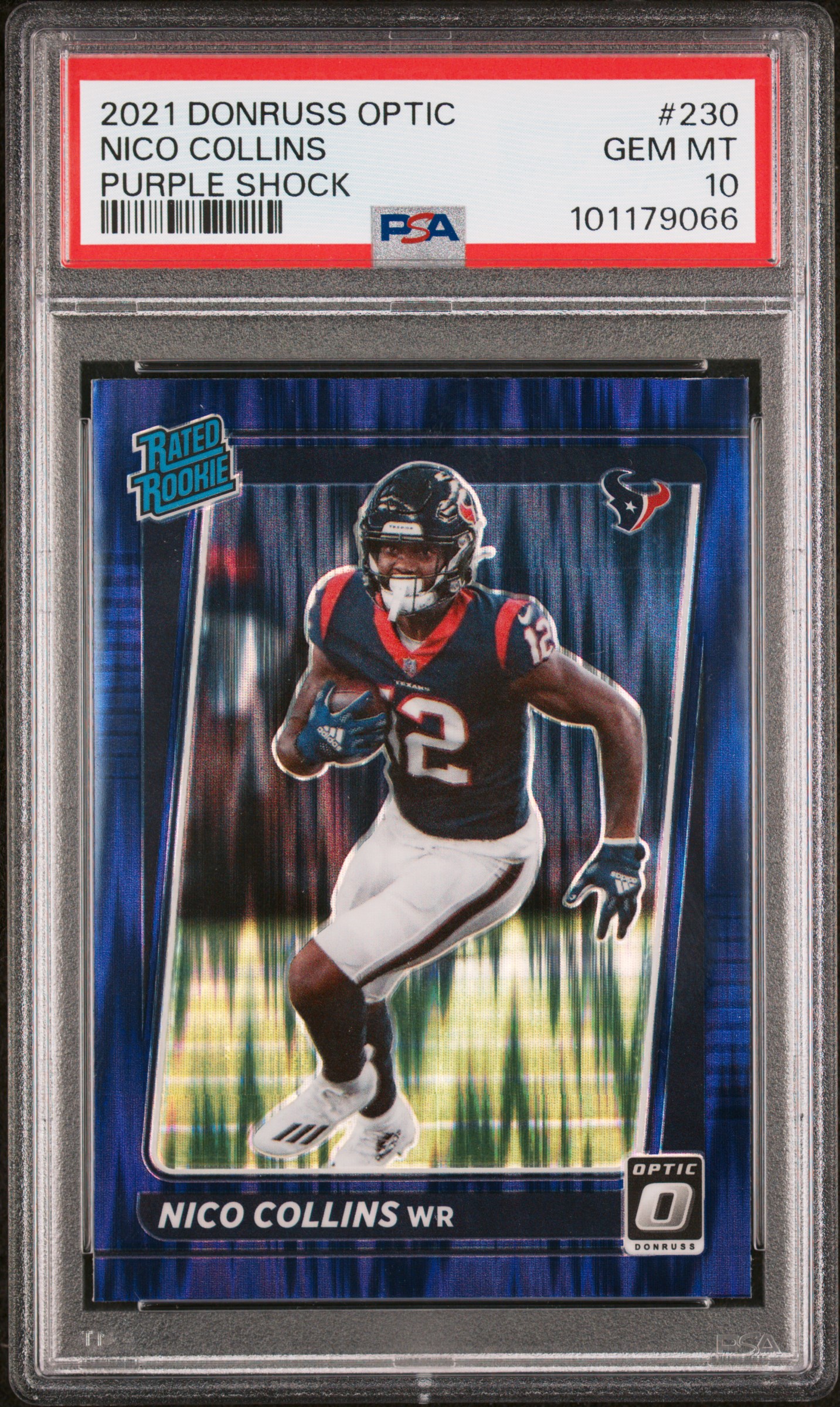 2021 Panini Donruss Optic Nico Collins #230 (Purple Shock) Gem Mt 10 front