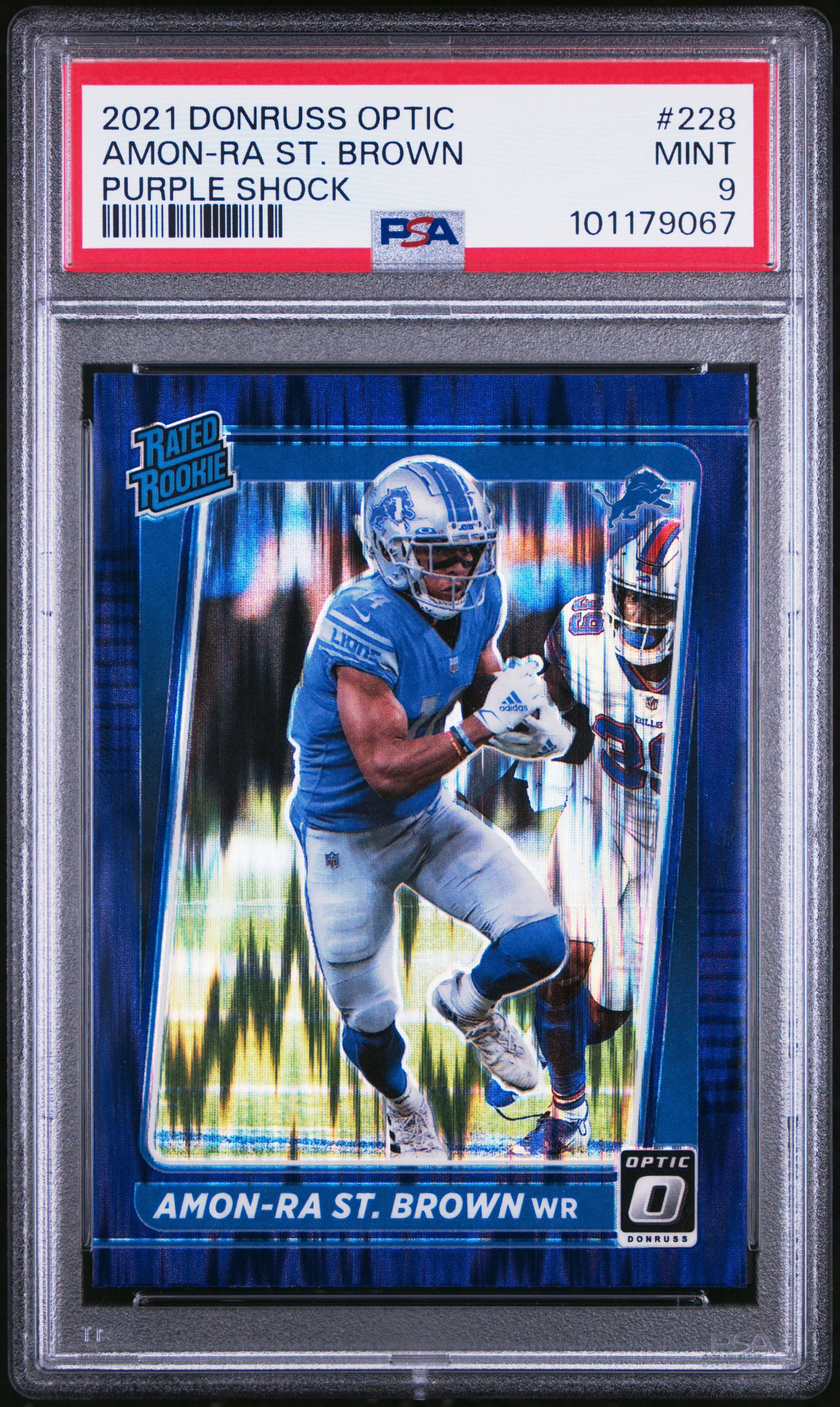 2021 Panini Donruss Optic Amon-Ra St. Brown #228 (Purple Shock) Mint 9 front