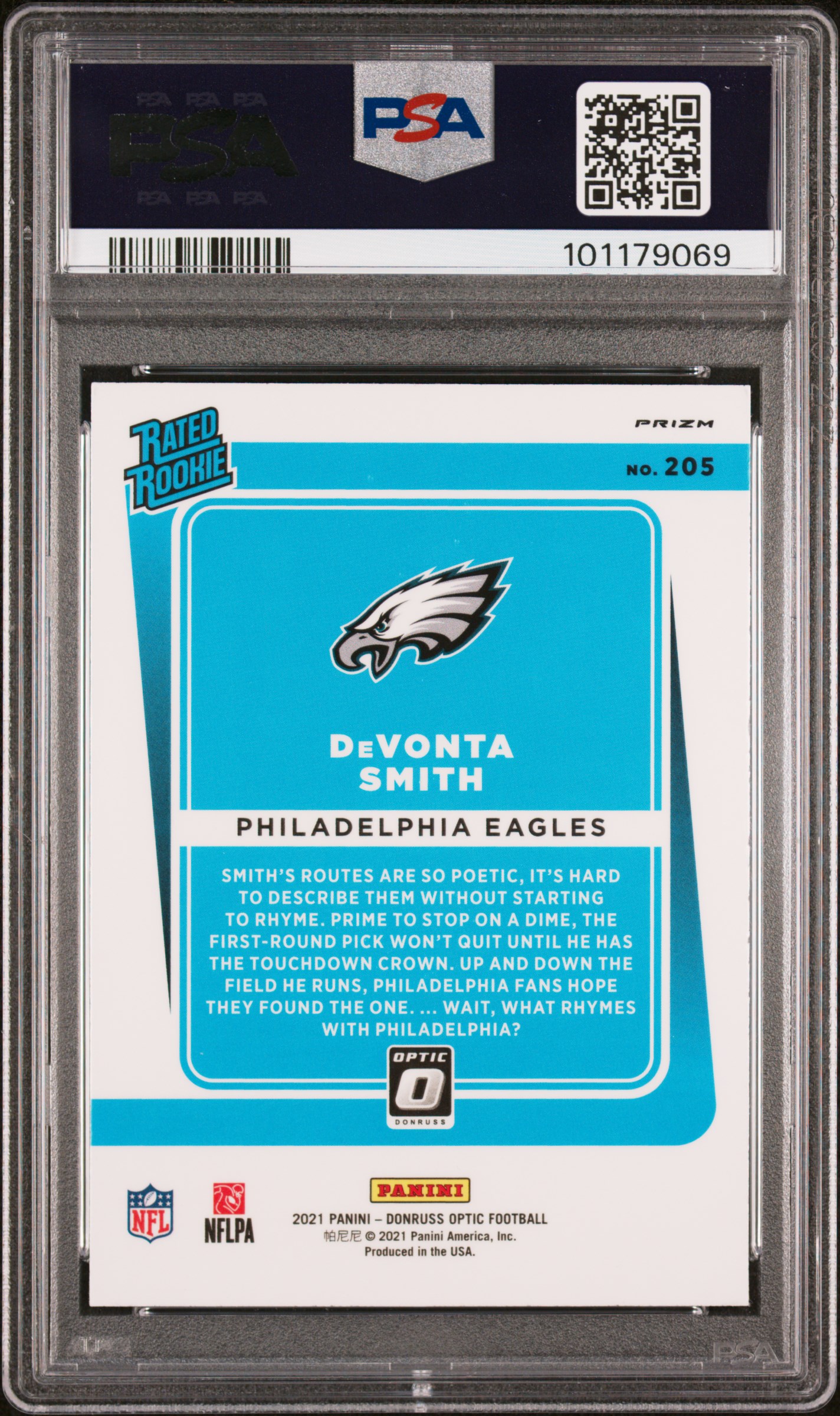 2021 Panini Donruss Optic Devonta Smith #205 (Holo) Mint 9 back