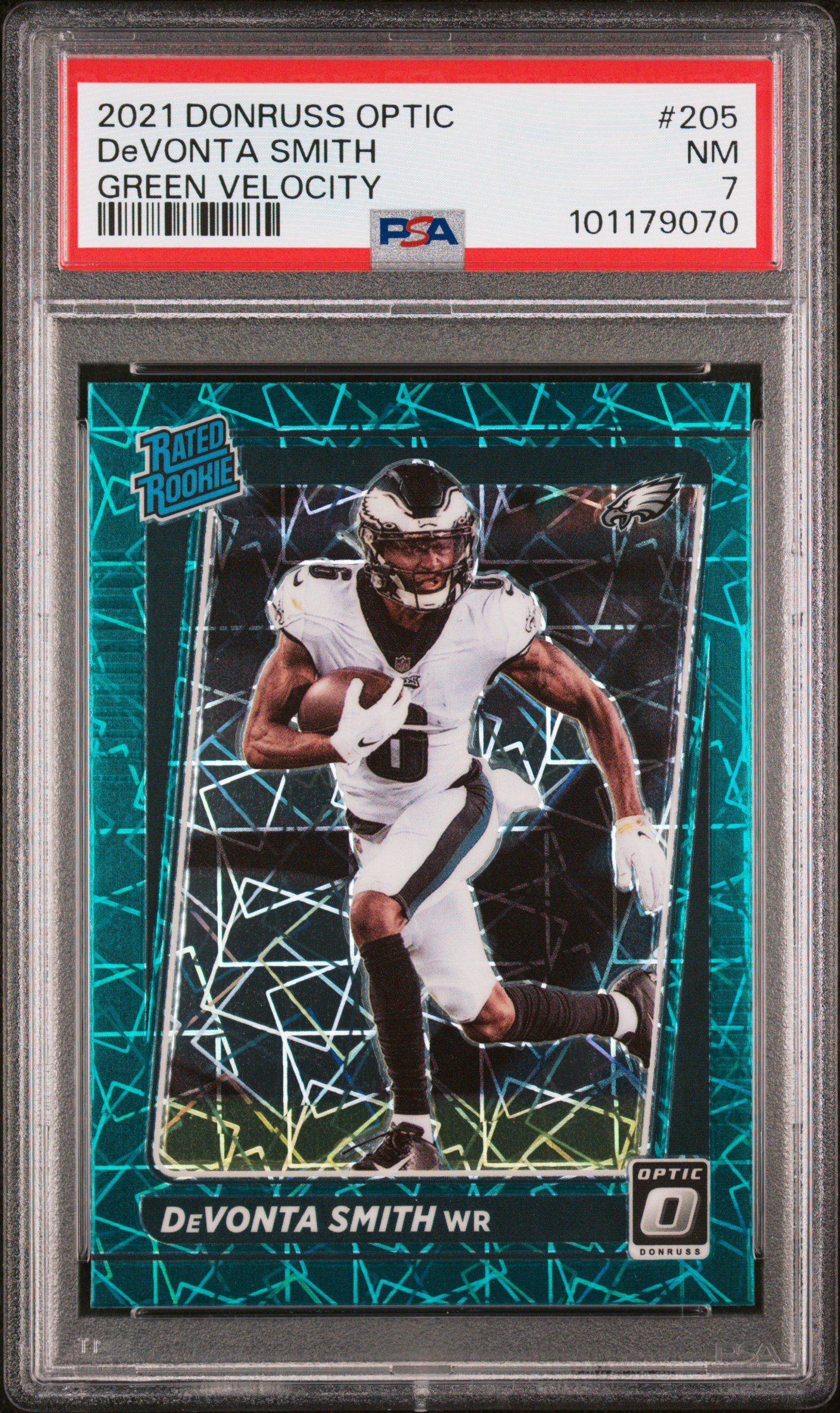 2021 Panini Donruss Optic Devonta Smith #205 (Green Velocity) Nm 7 front