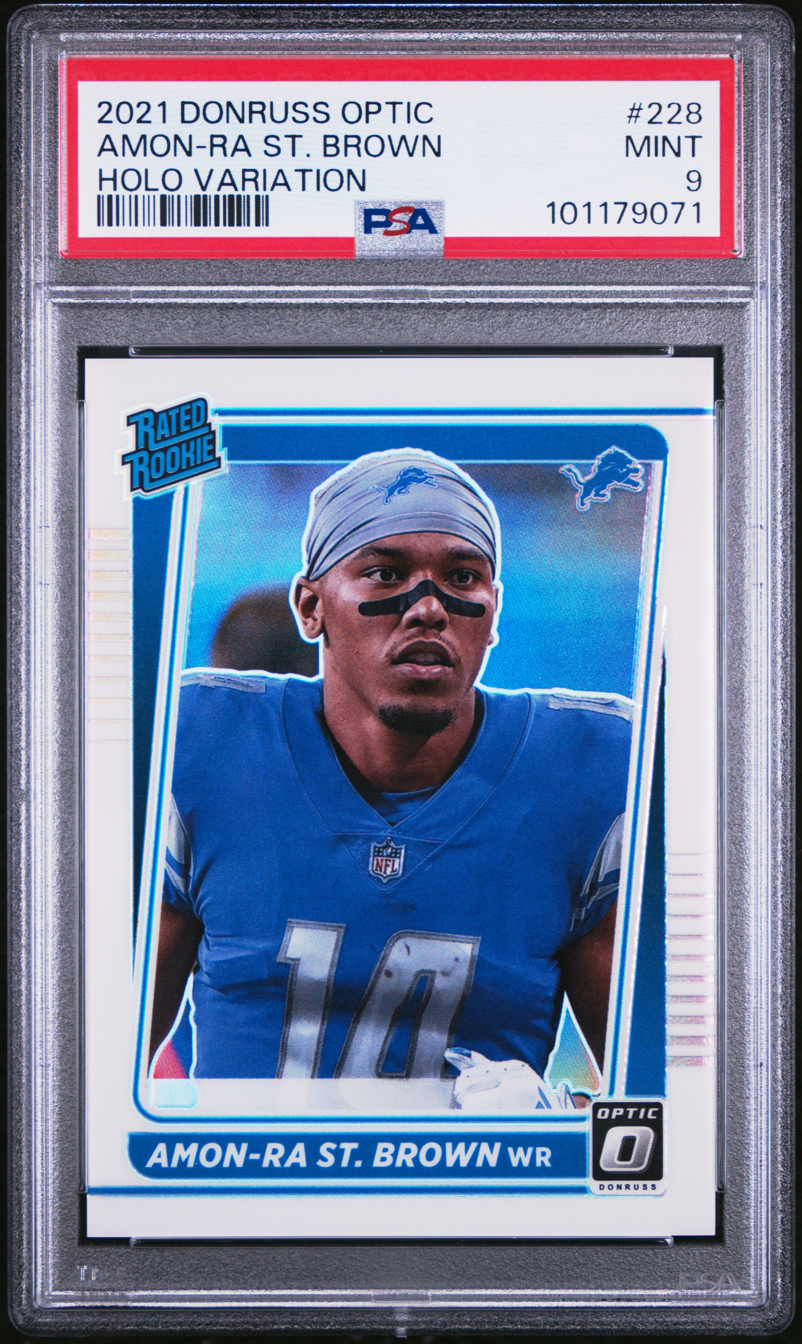 2021 Panini Donruss Optic Amon-Ra St. Brown #228 (Holo Variation) Mint 9 front
