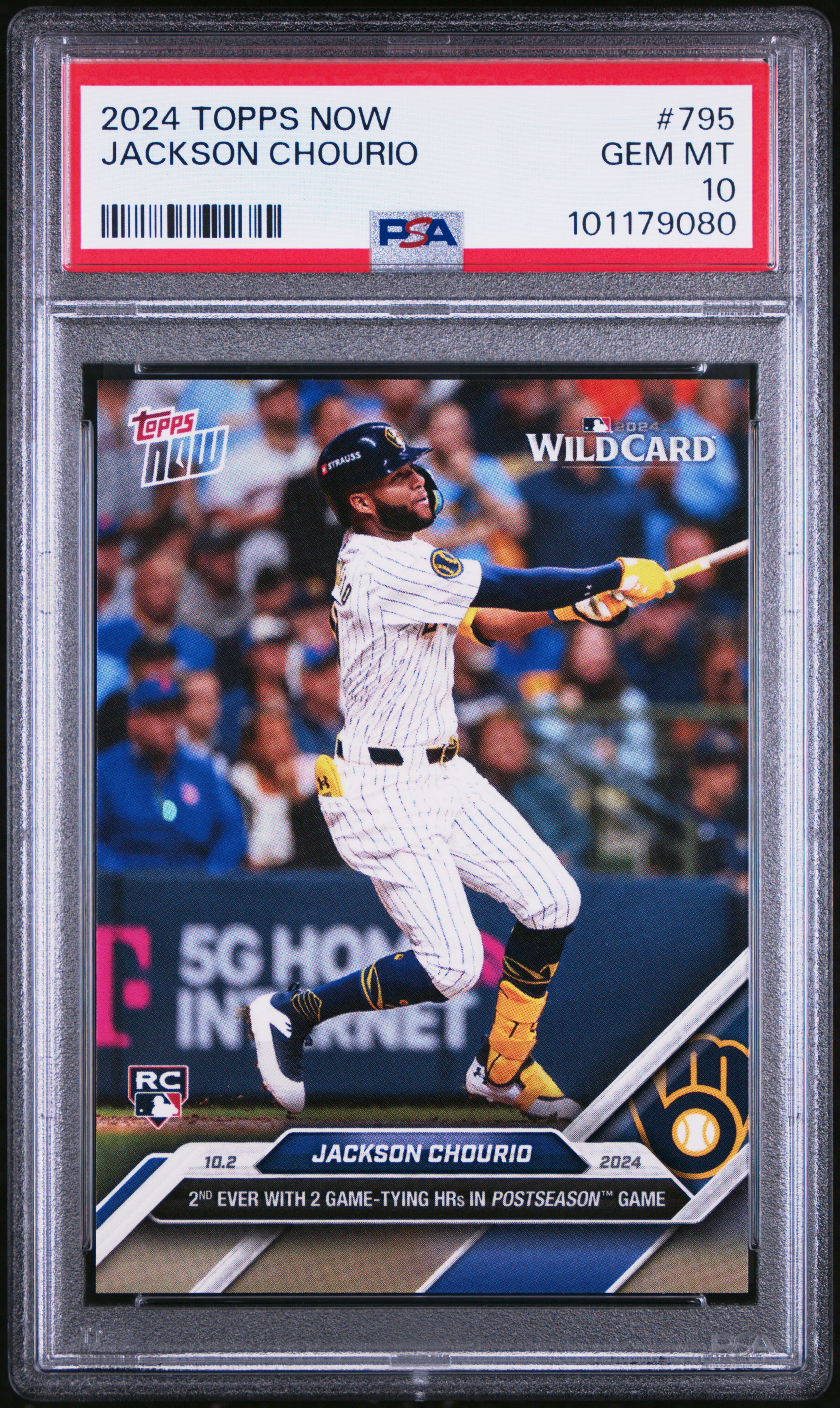 2024 Topps Now Jackson Chourio #795 Gem Mt 10 front