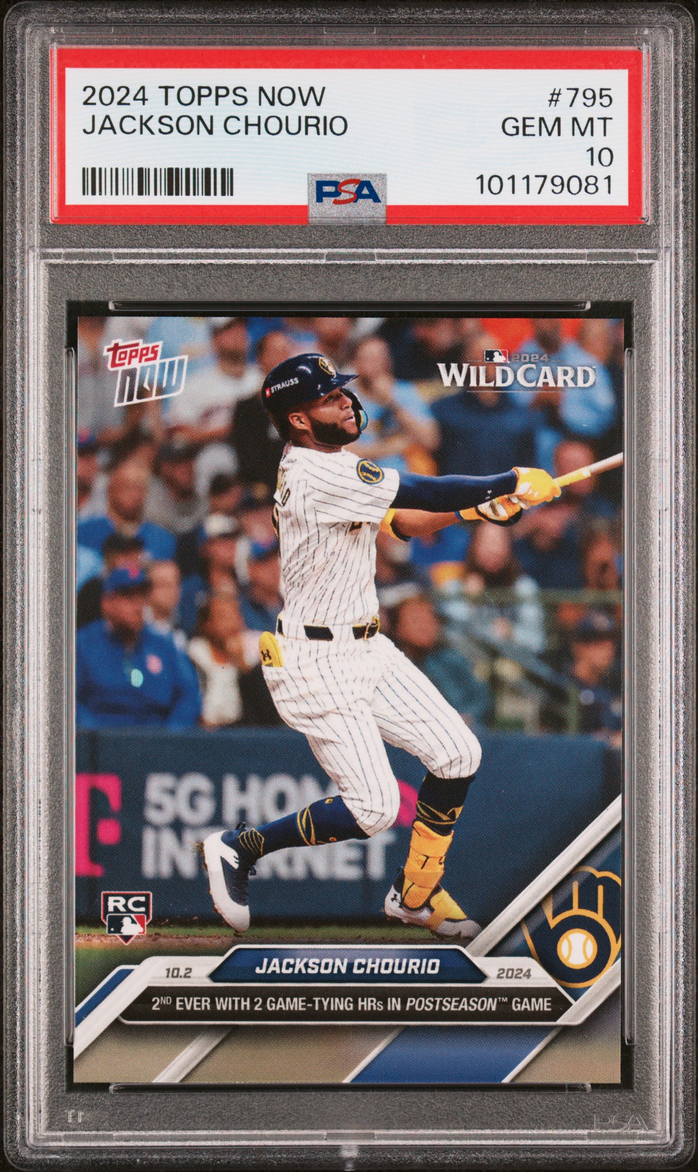 2024 Topps Now Jackson Chourio #795 Gem Mt 10 front