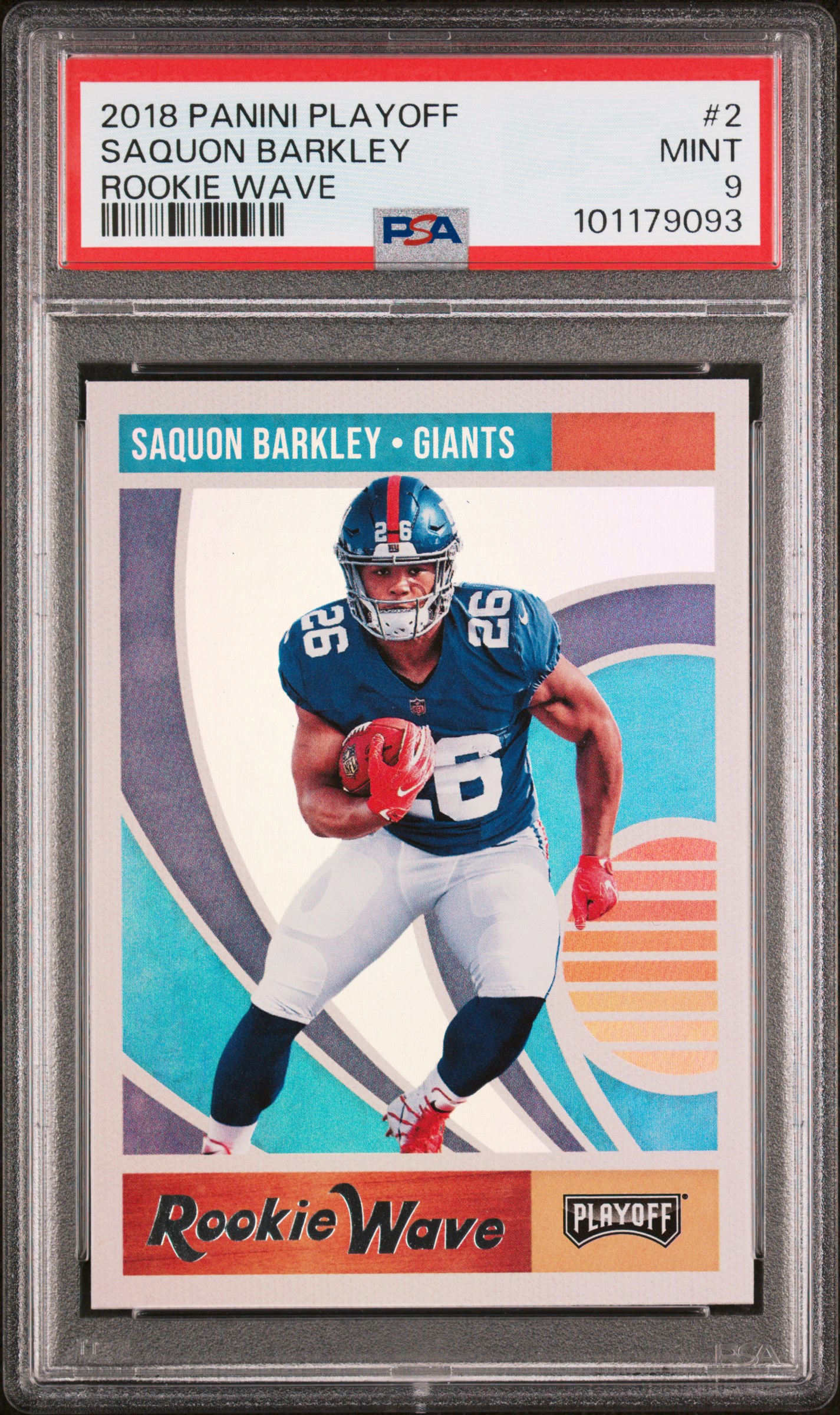 2018 Panini Playoff Rookie Wave Saquon Barkley #2 (Rookie Wave) Mint 9 front