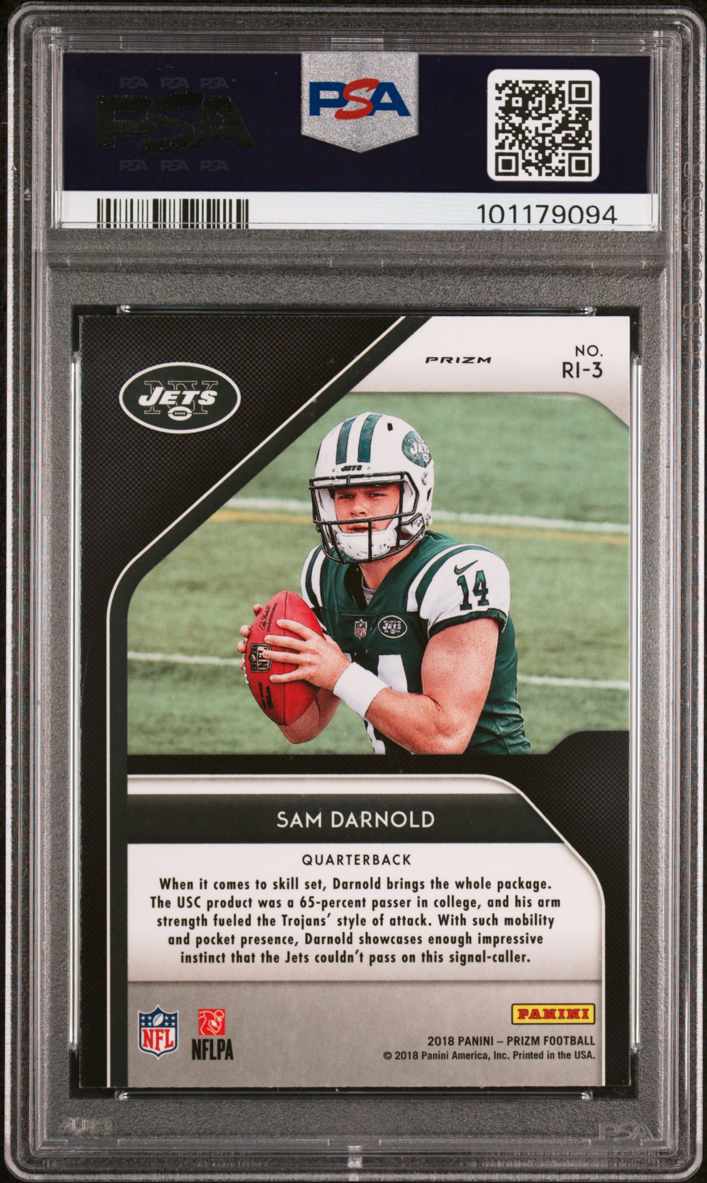 2018 Panini Prizm Rookie Introduction Sam Darnold #Ri-3 (Rookie Introduction) Mint 9 back