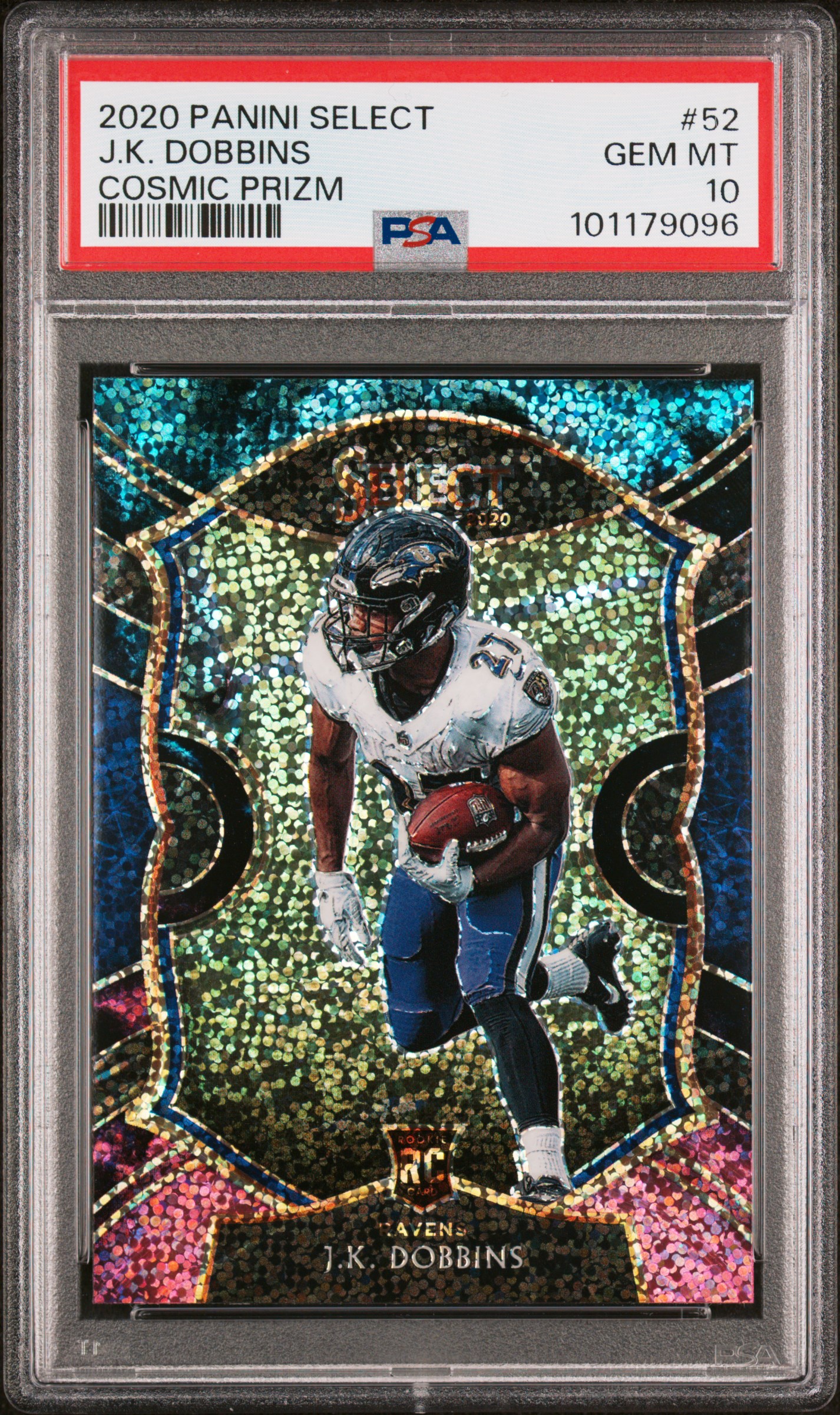 2020 Panini Select J.k. Dobbins #52 (Cosmic Prizm) Gem Mt 10 front