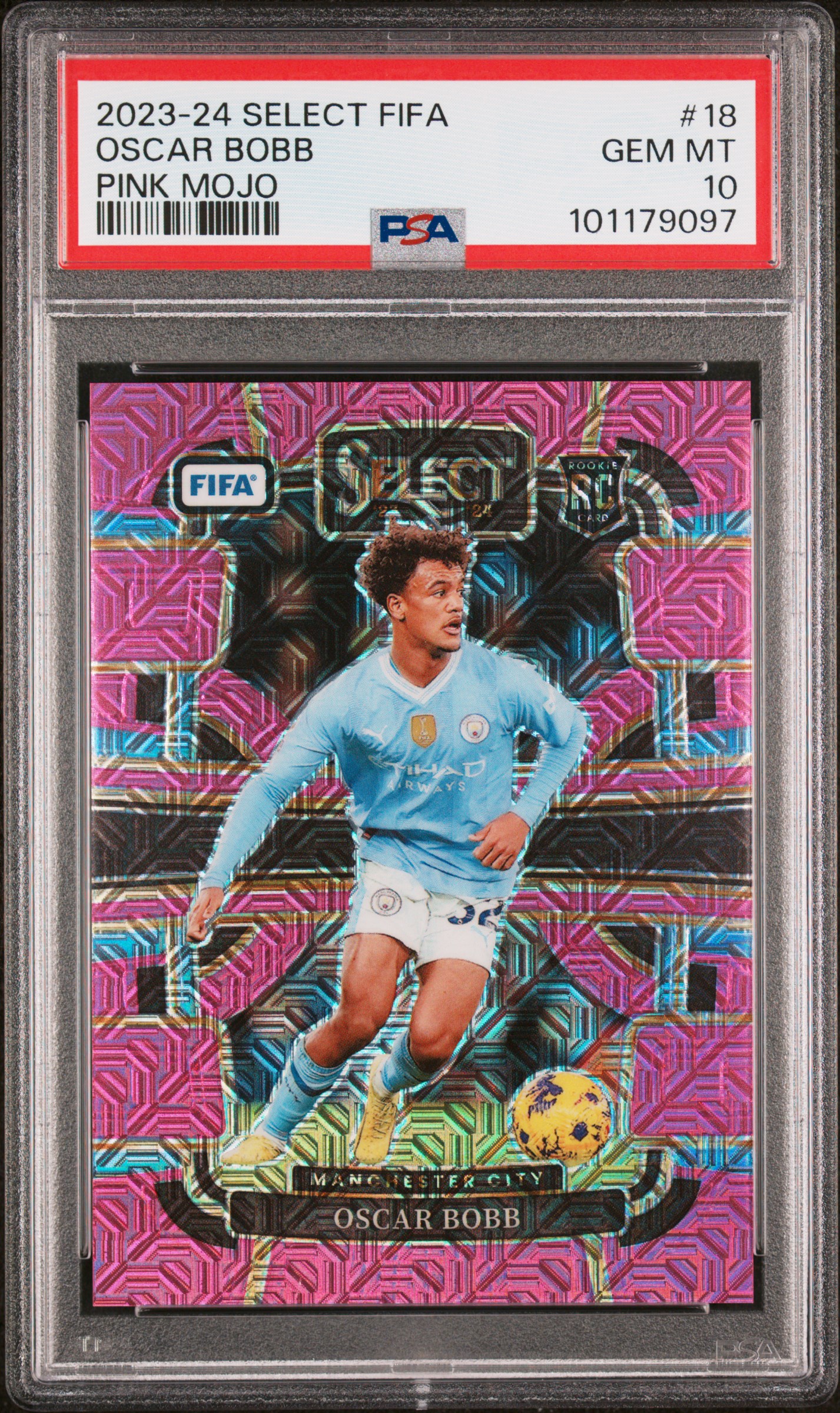 2023-24 Panini Select Fifa Oscar Bobb #18 (Pink Mojo) Gem Mt 10 front