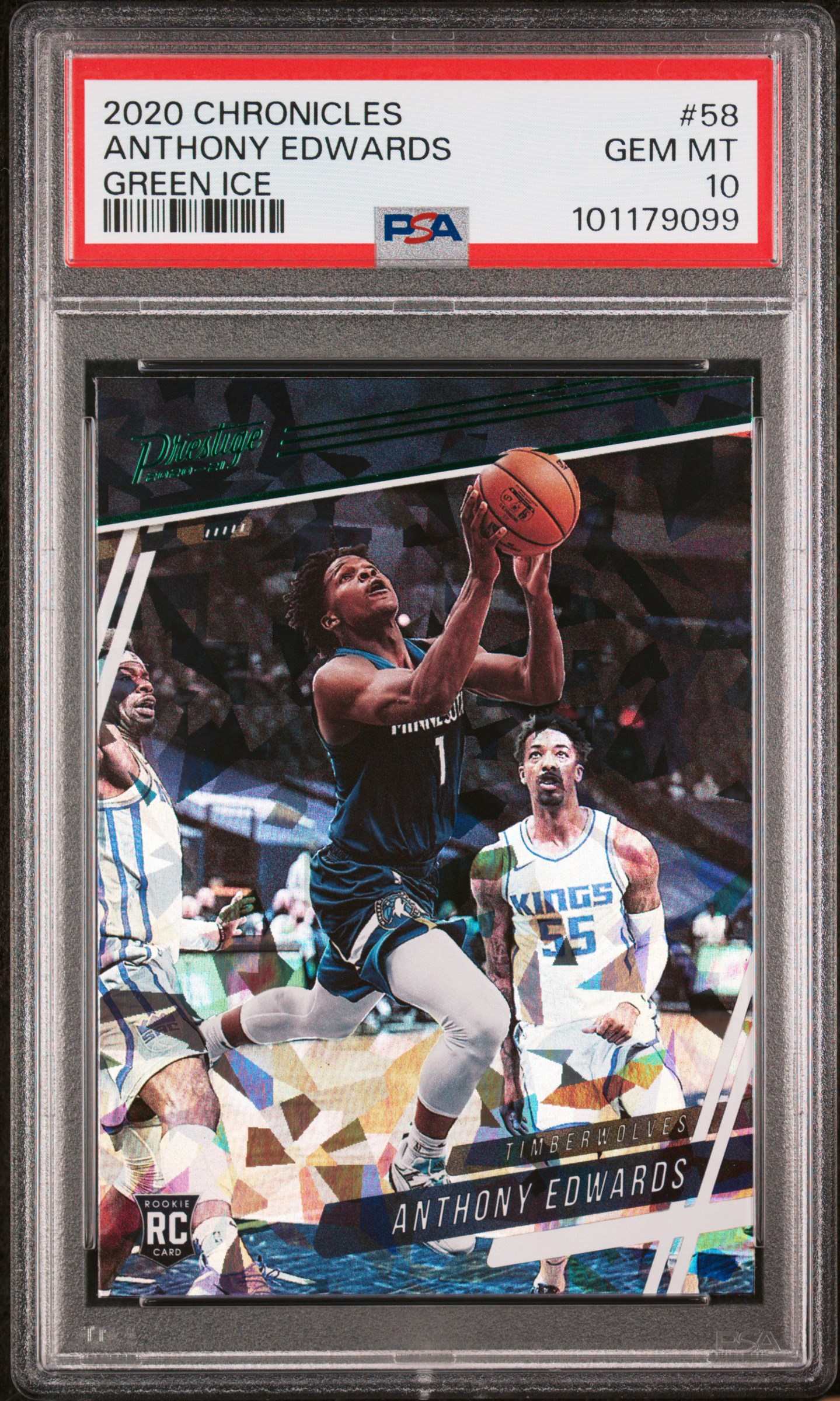 2020 Panini Chronicles Anthony Edwards #58 (Green Ice) Gem Mt 10 front