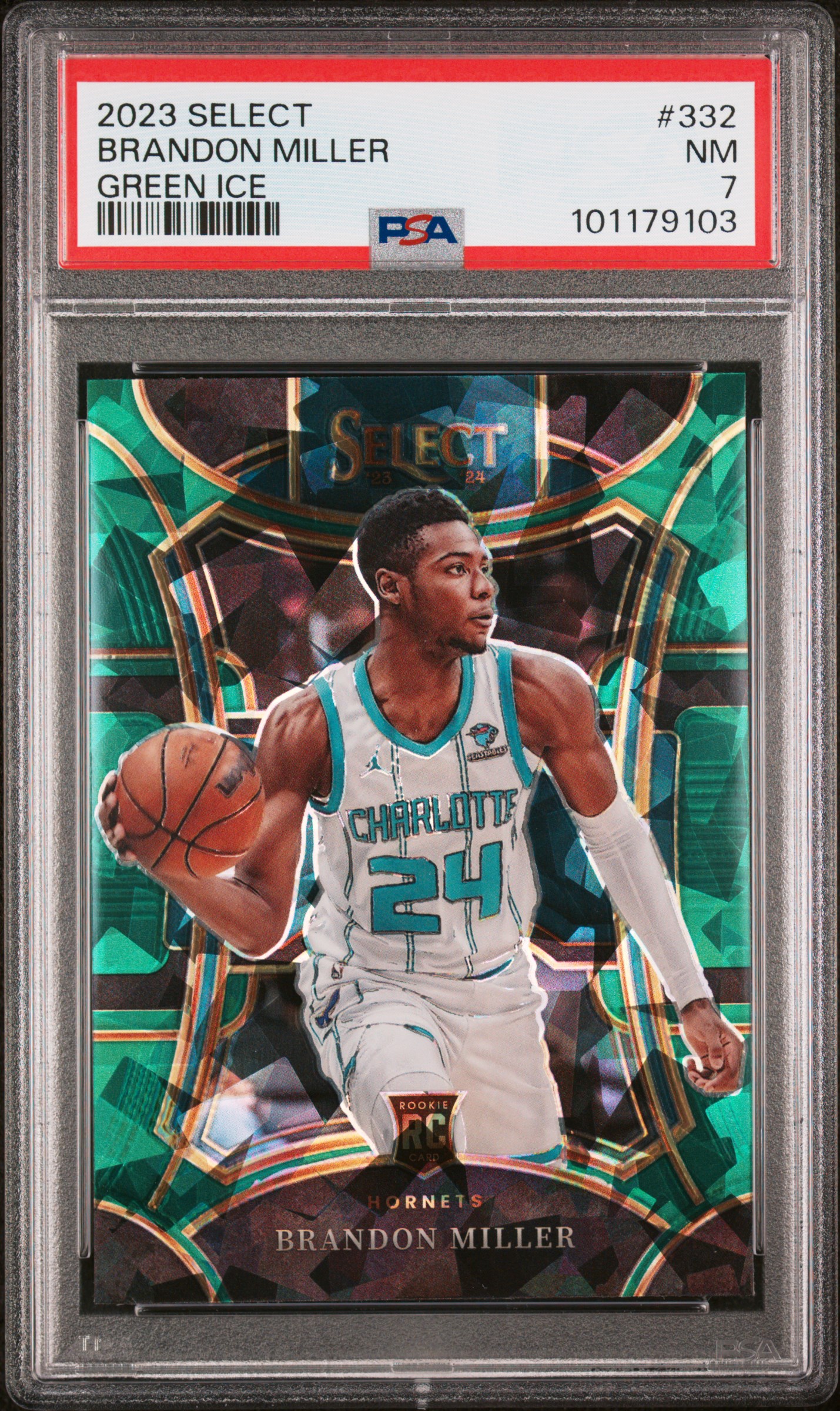 2023 Panini Select Brandon Miller #332 (Green Ice) Nm 7 front