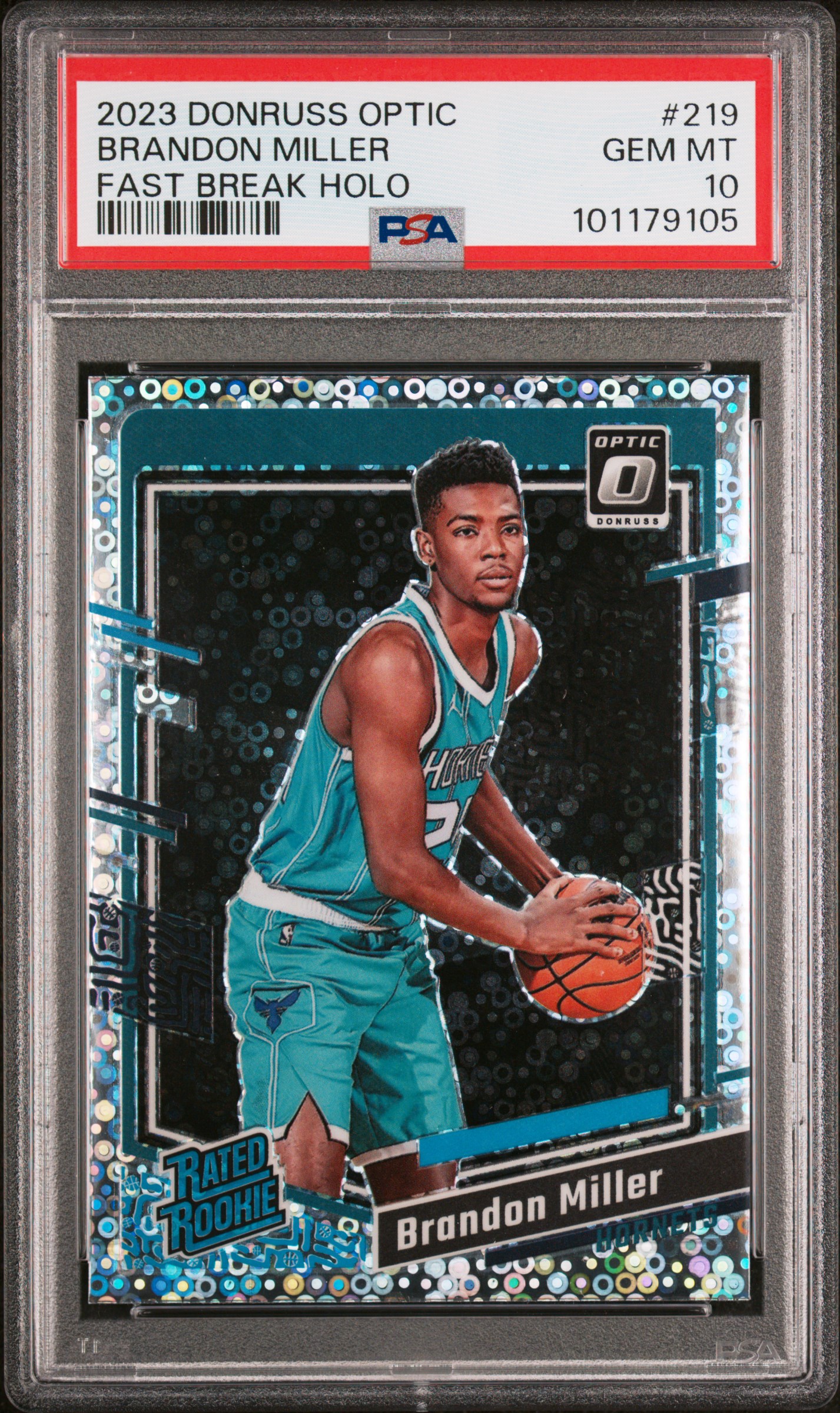2023 Panini Donruss Optic Brandon Miller #219 (Fast Break Holo) Gem Mt 10 front