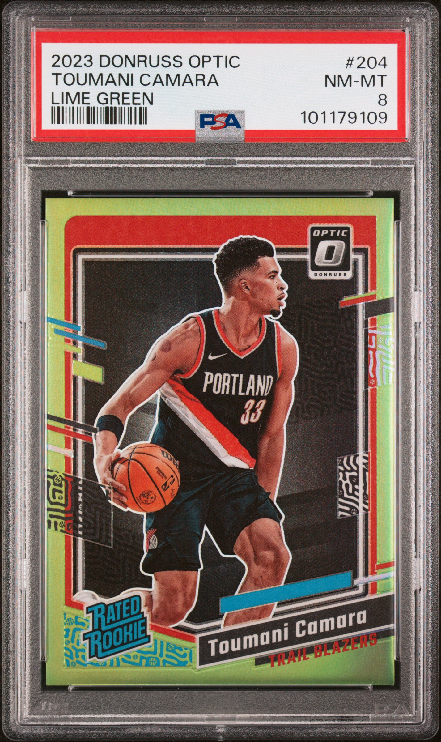 2023 Panini Donruss Optic Toumani Camara #204 (Lime Green) Nm-Mt 8 front